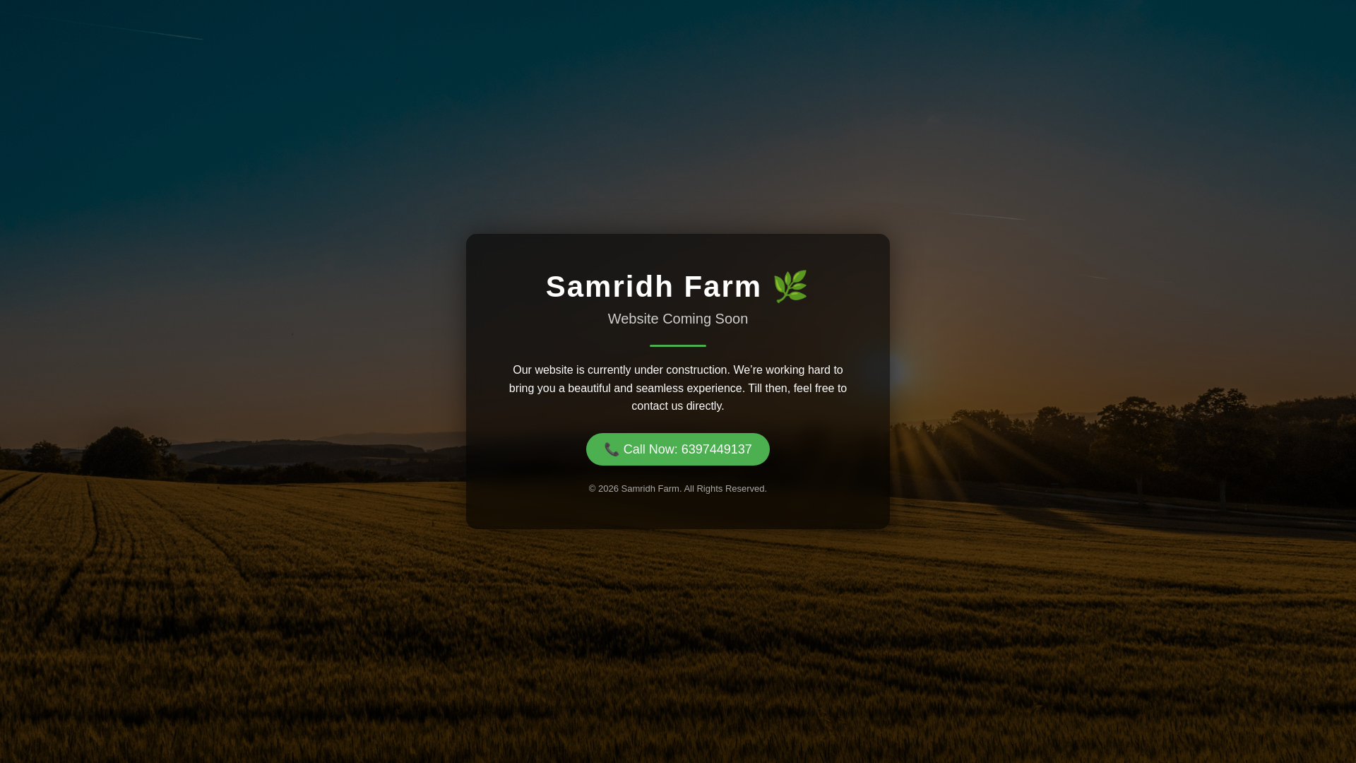 website screenshot of https://samridhfarm.in/