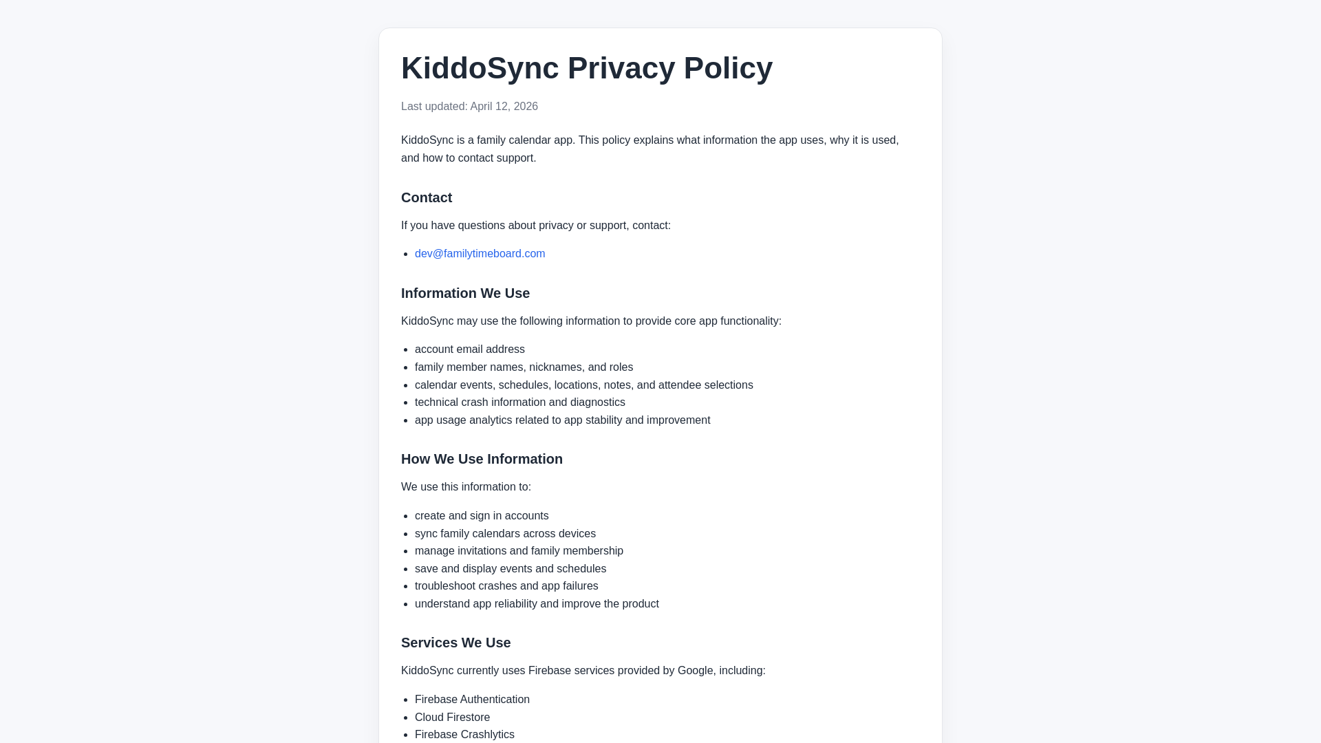website screenshot of https://kiddosync-privacy.pages.dev/
