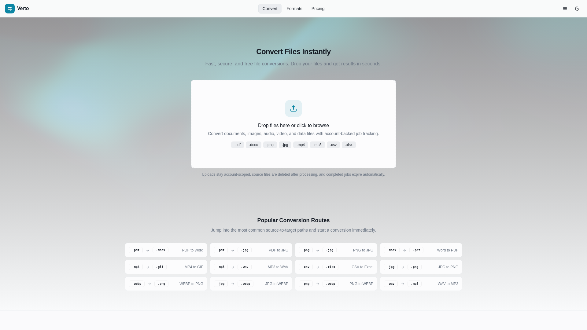 website screenshot of https://verto.sbs/