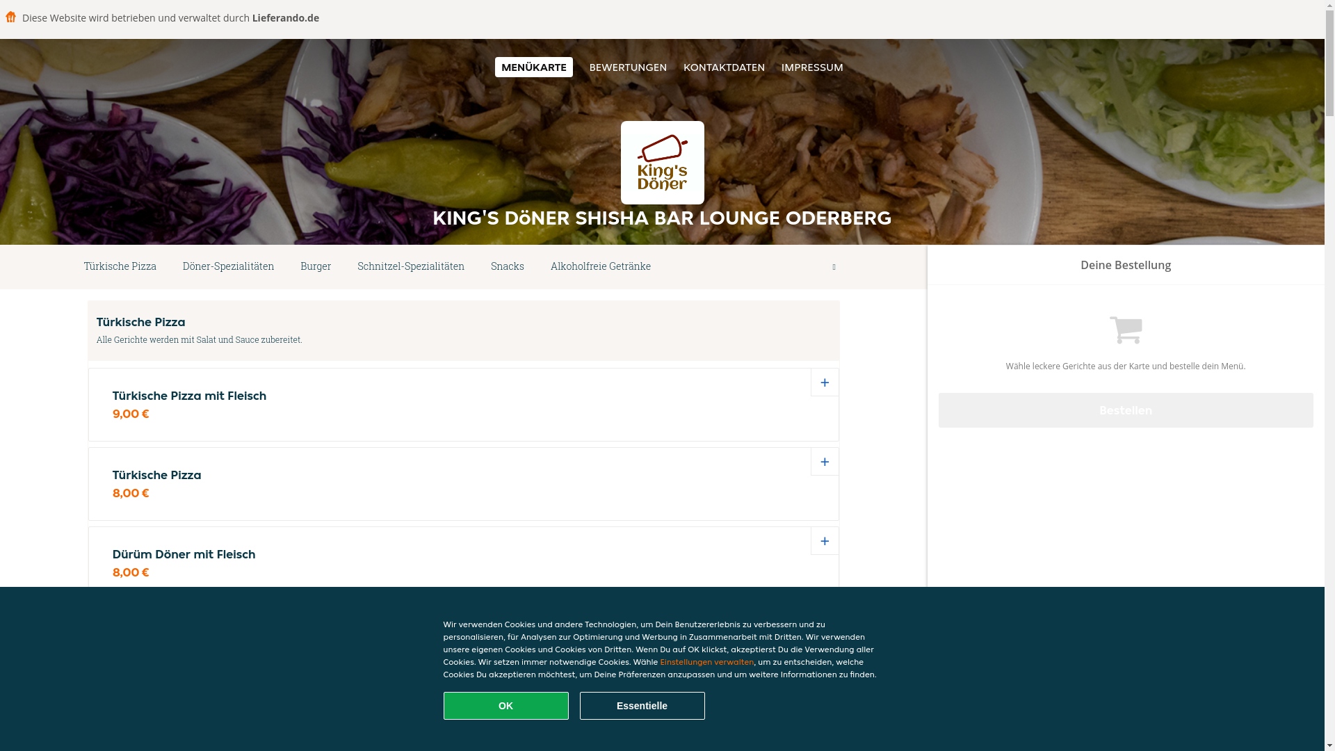 website screenshot of https://kingsdonershishabarloungeoderberg-oderberg.de/