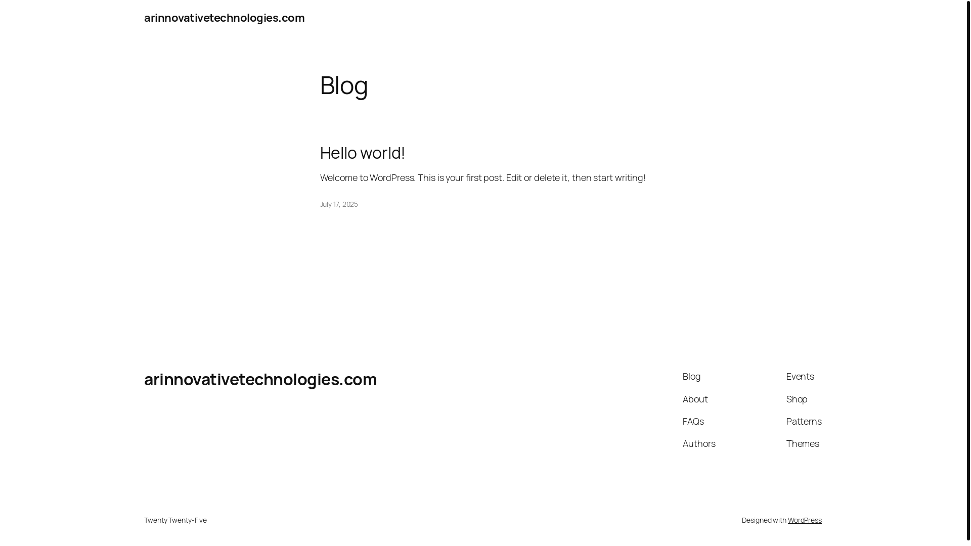 website screenshot of https://arinnovativetechnologies.com/