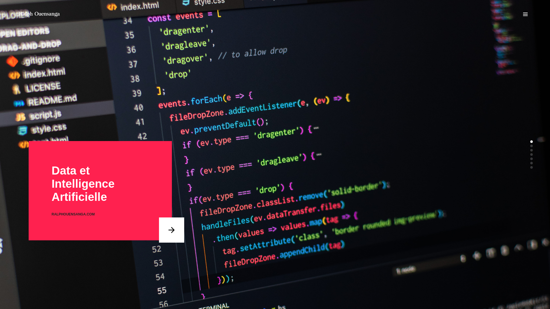 website screenshot of https://ralphouensanga.net/