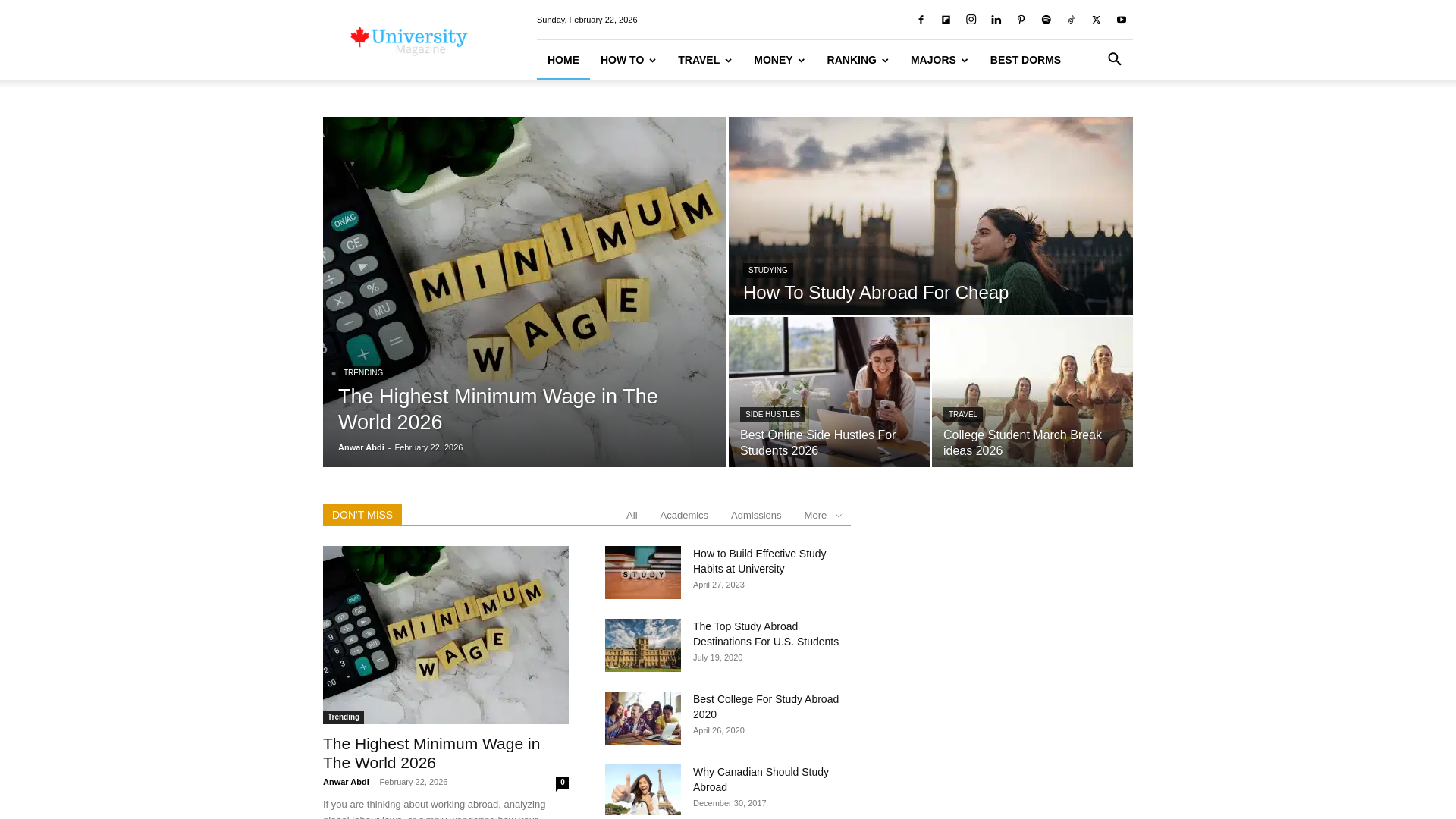 website screenshot of https://www.universitymagazine.ca/