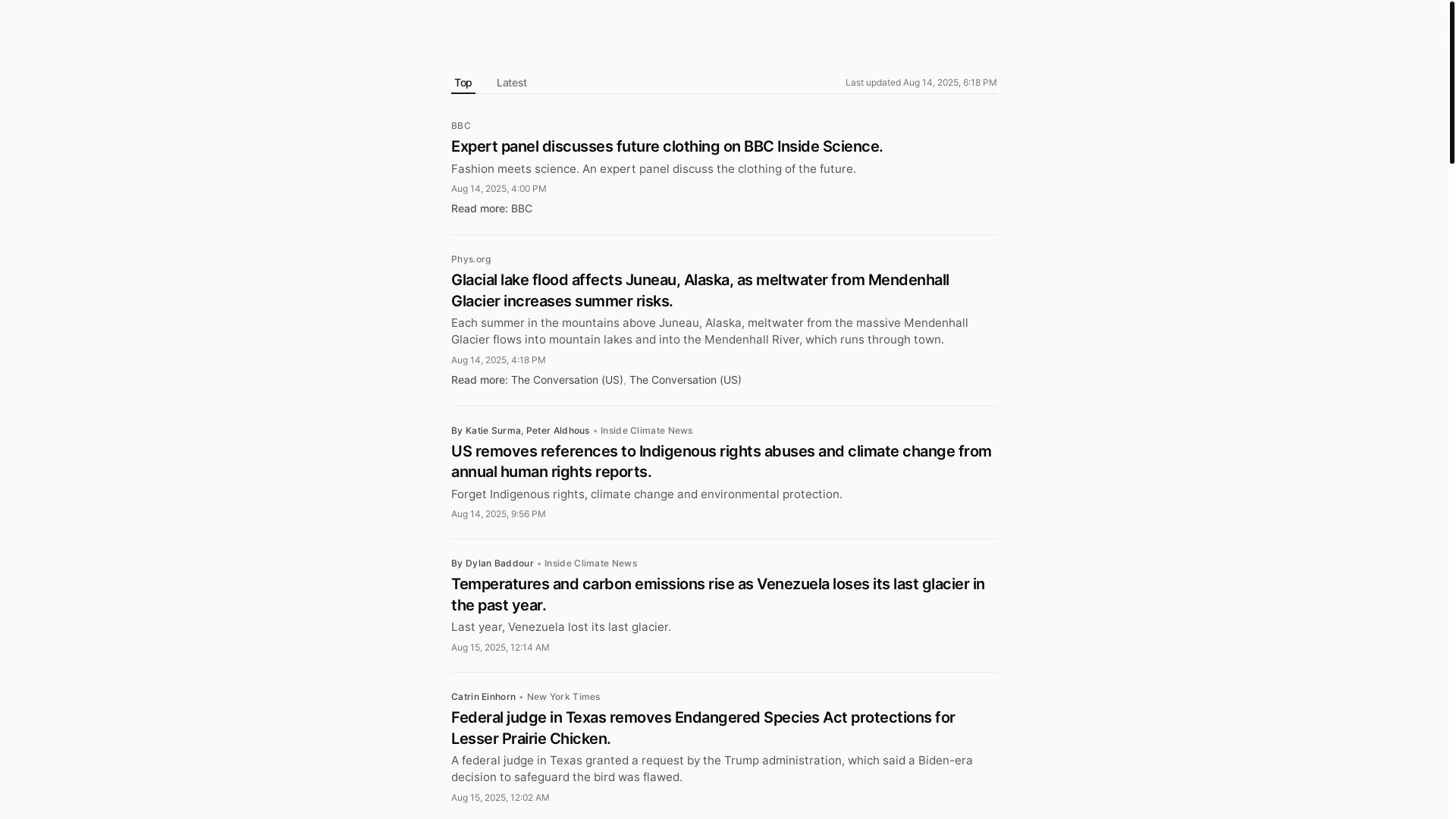 website screenshot of https://climateriver.org/