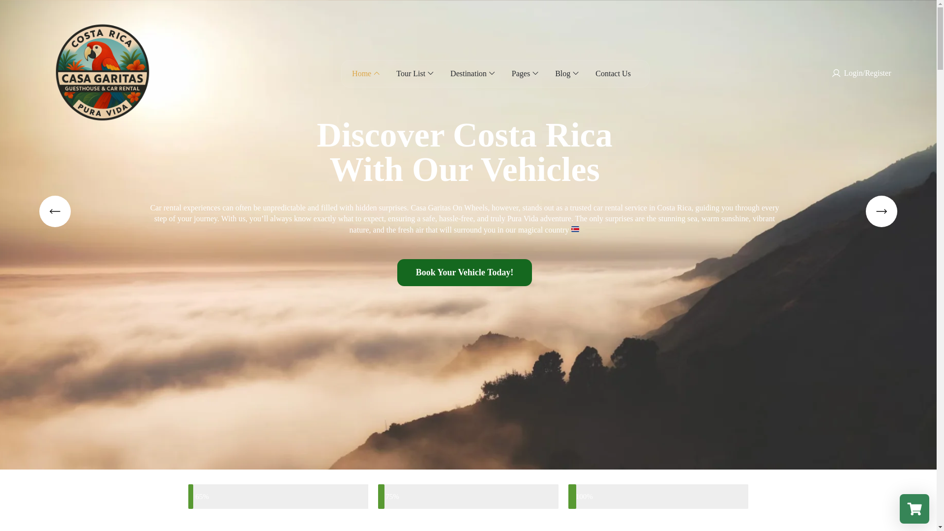 website screenshot of https://casagaritas.com/