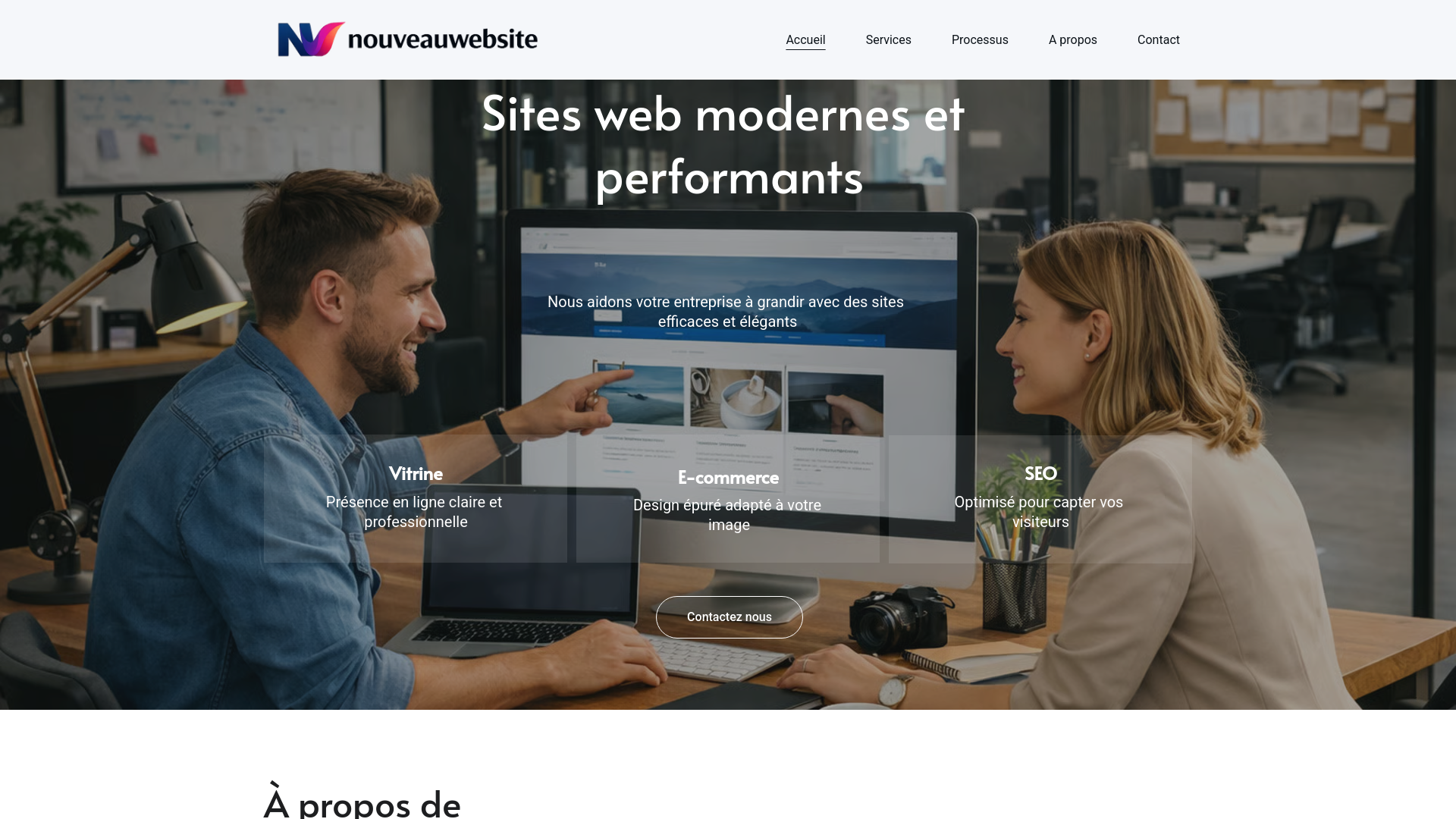 website screenshot of https://nouveauwebsite.fr