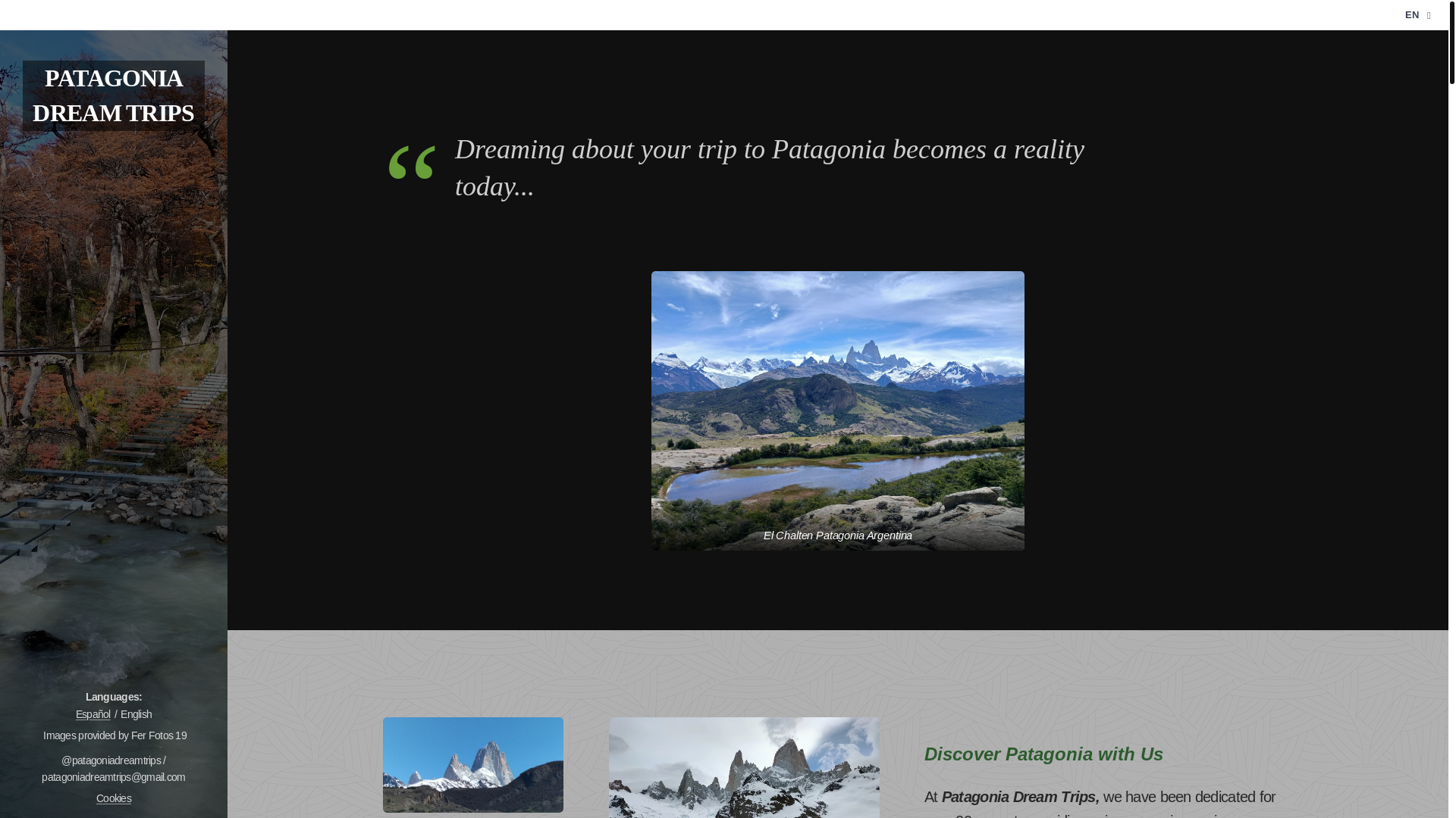 website screenshot of https://patagoniadreamtrips.com/