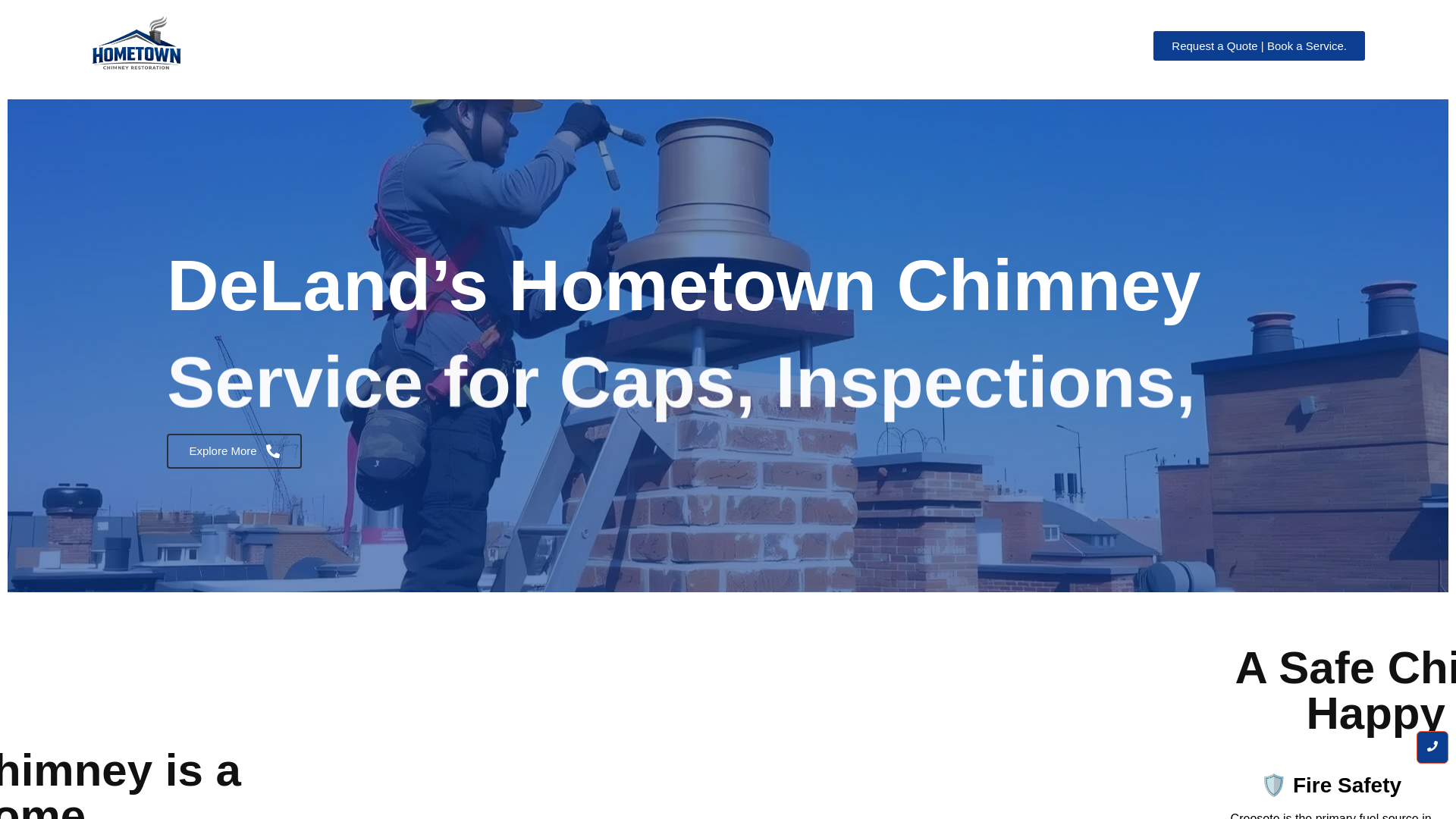 website screenshot of https://hometownchimneyrestoration.com