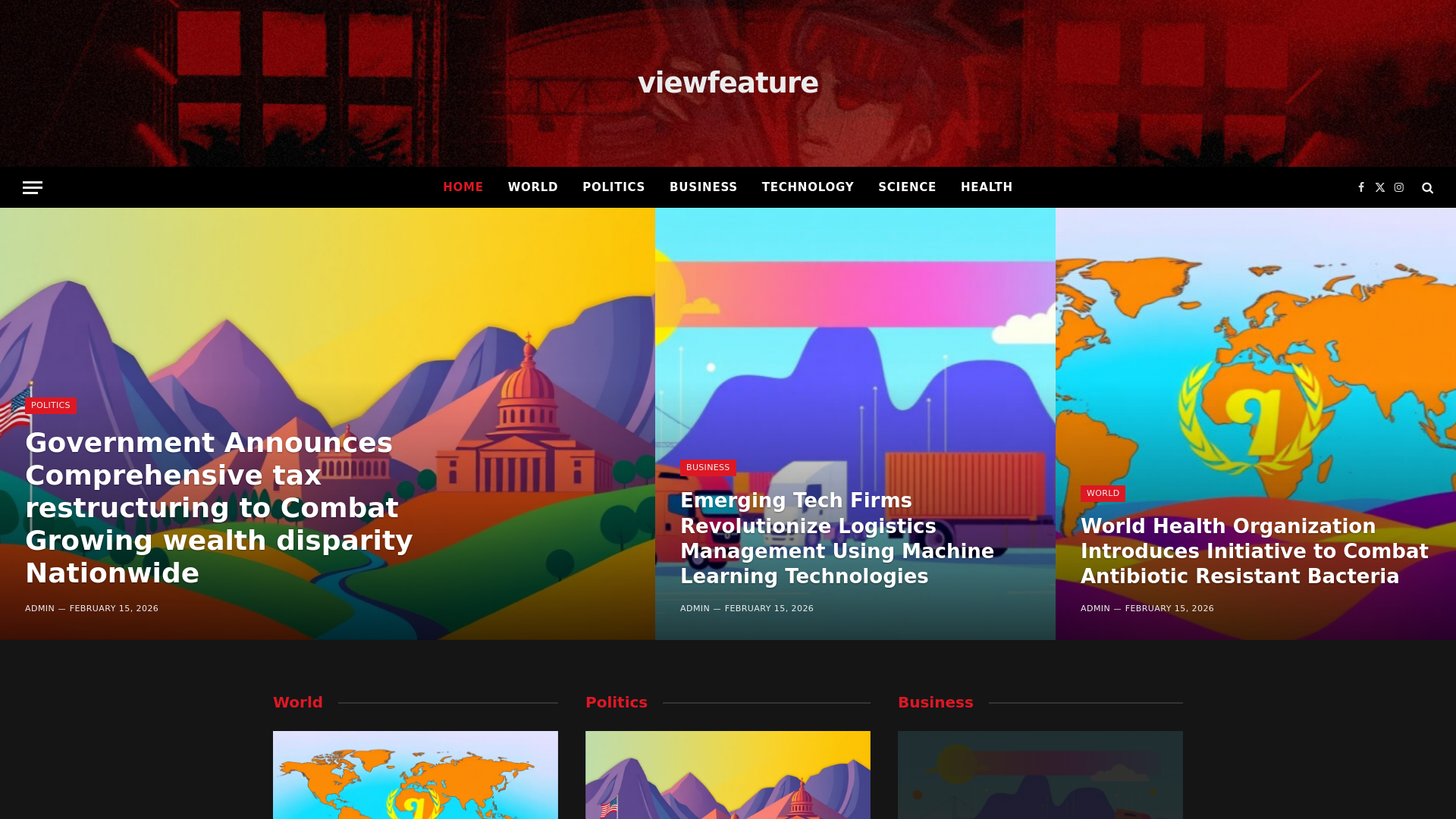 website screenshot of https://viewfeature.co.uk/