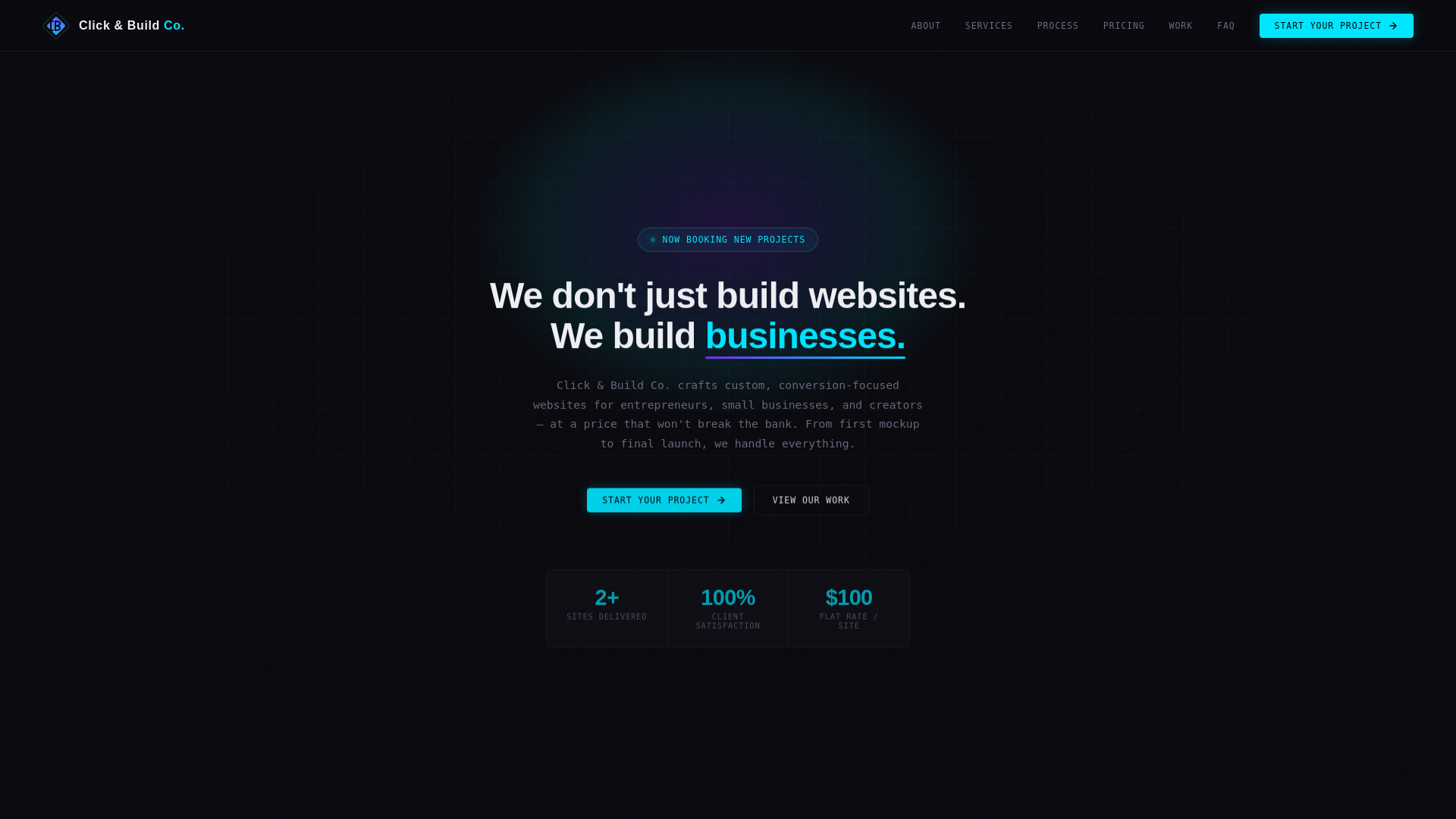 website screenshot of https://clickbuildco.com/