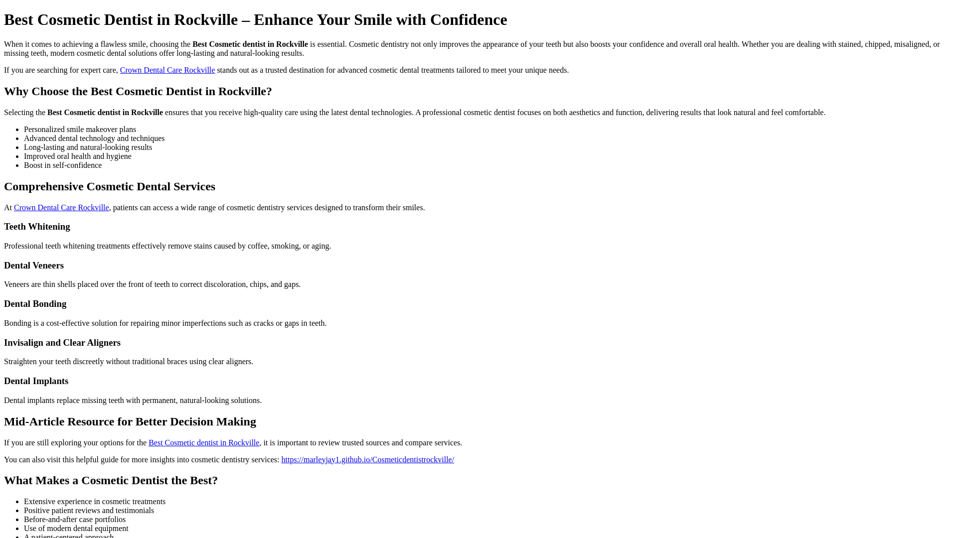 website screenshot of https://bestcosmeticdentistrockville.pages.dev/