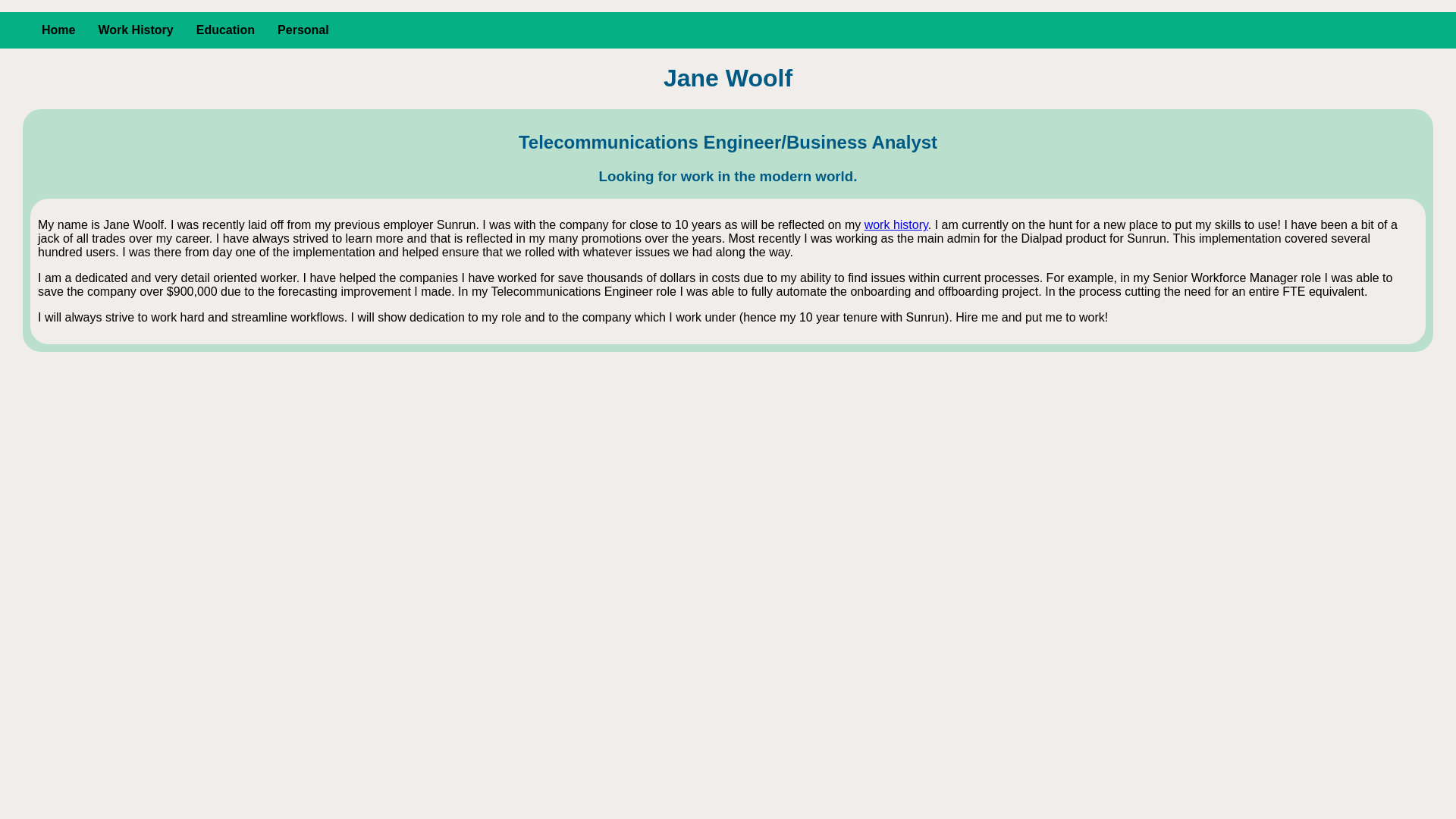 website screenshot of https://janeswoolf.com/