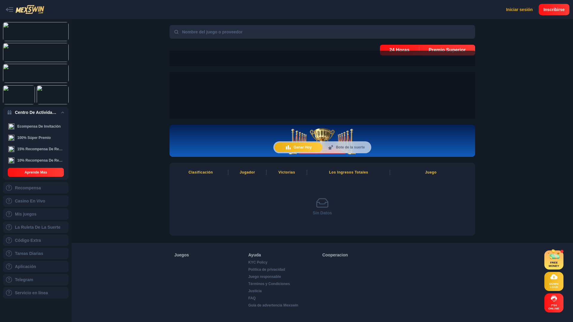 website screenshot of https://mexswin2b.top/