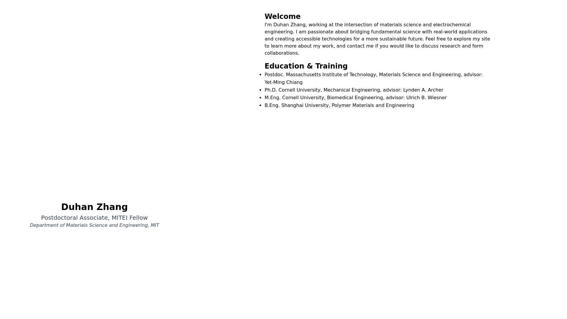 website screenshot of https://duhanzhang.com/