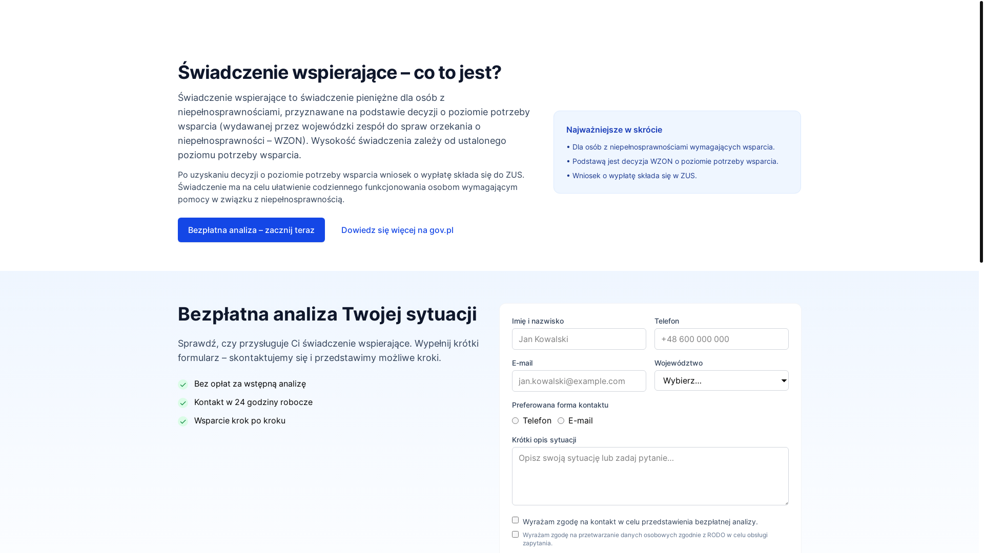 website screenshot of https://swiadczenia.pages.dev/