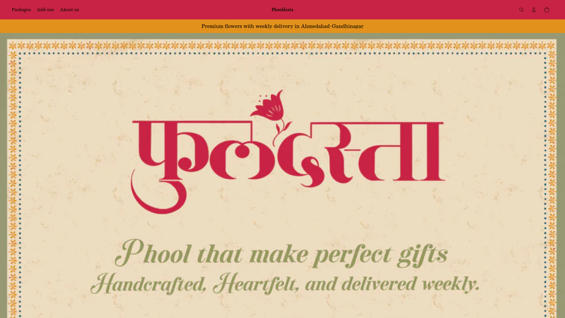 website screenshot of https://phooldasta.com/