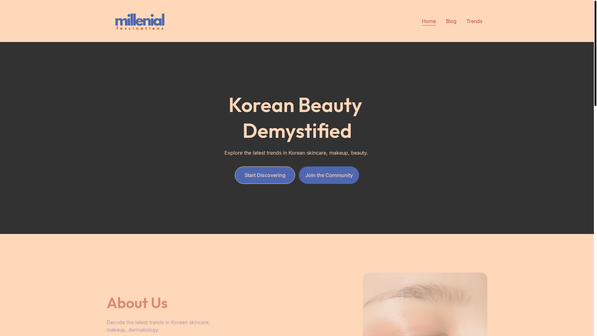 website screenshot of https://millenialfascinations.com/
