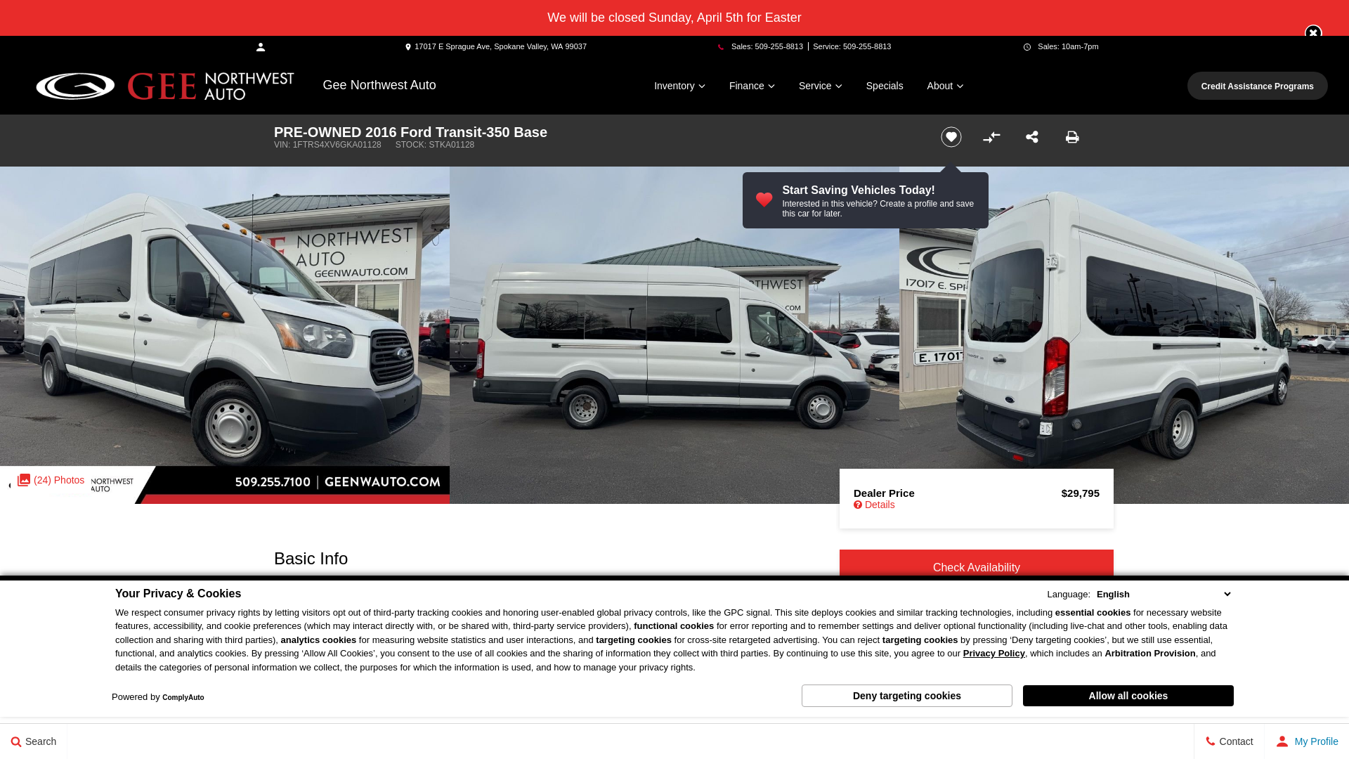 website screenshot of https://www.geenwauto.com/inventory/used-2016-ford-transit-350-base-rwd-3d-high-roof-extended-cargo-van-1ftrs4xv6gka01128/