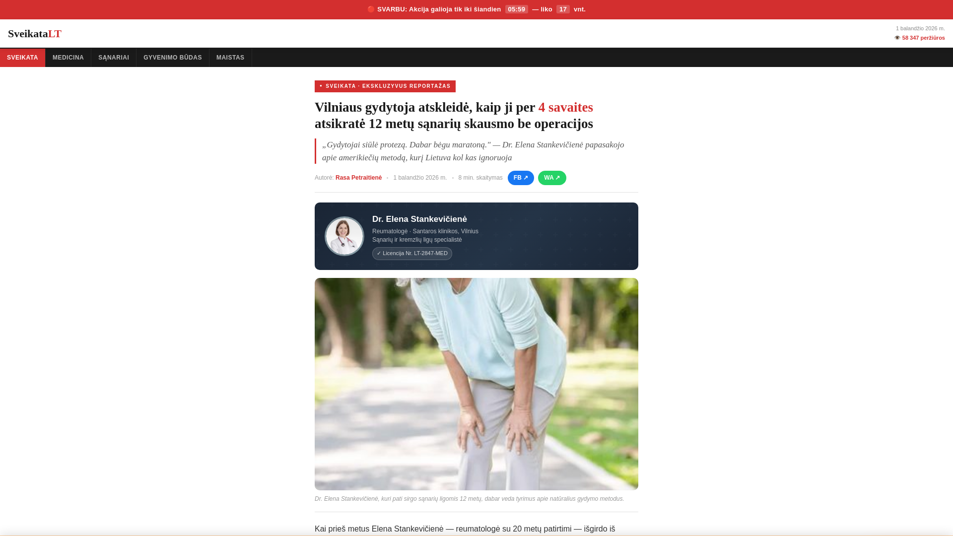 website screenshot of https://sveikatoslt.com