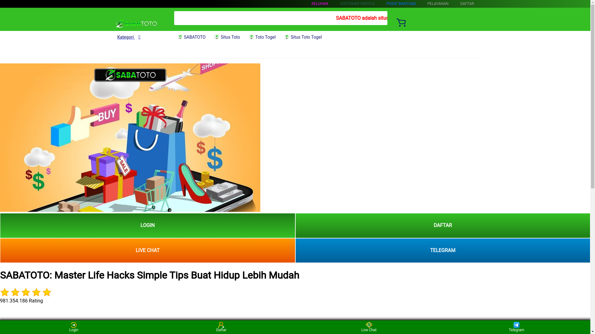 website screenshot of https://sabatoto.cyou/
