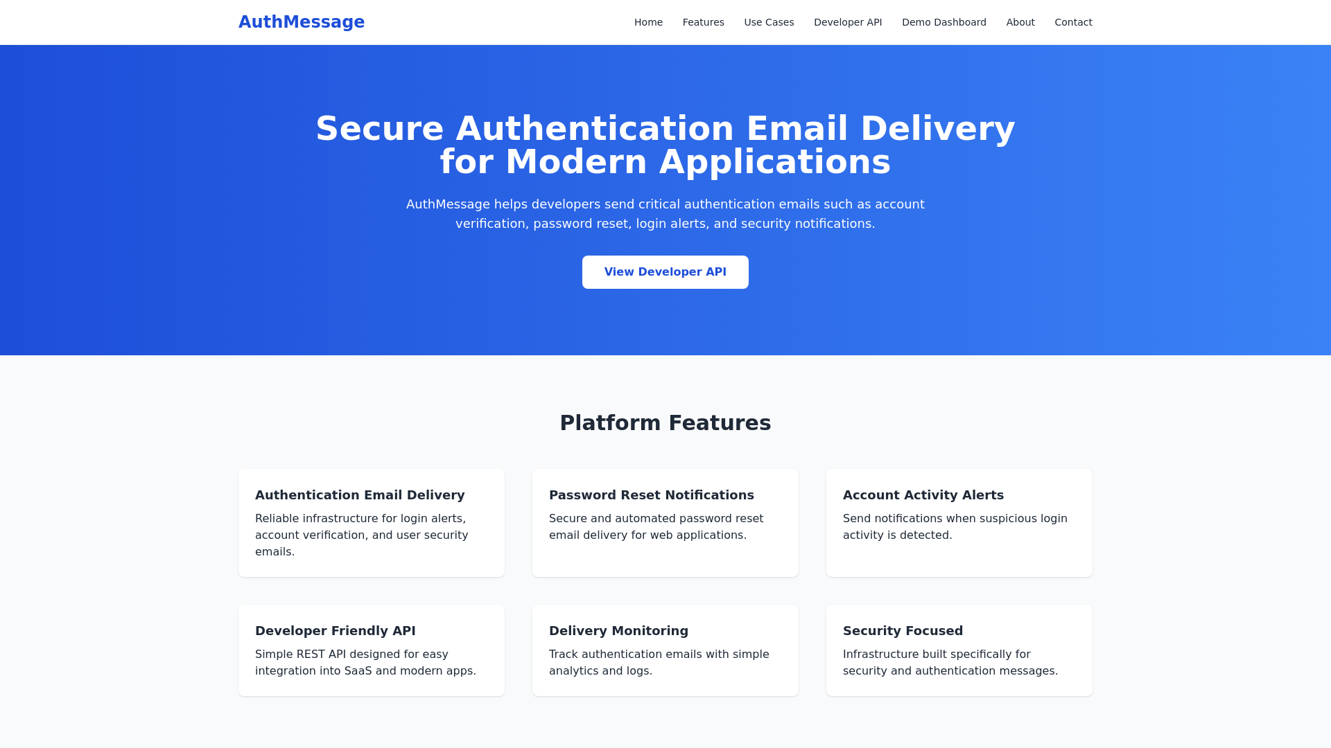 website screenshot of https://authmessage.us