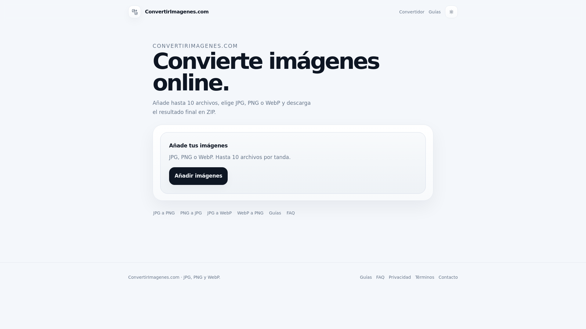 website screenshot of https://convertirimagenes.com/