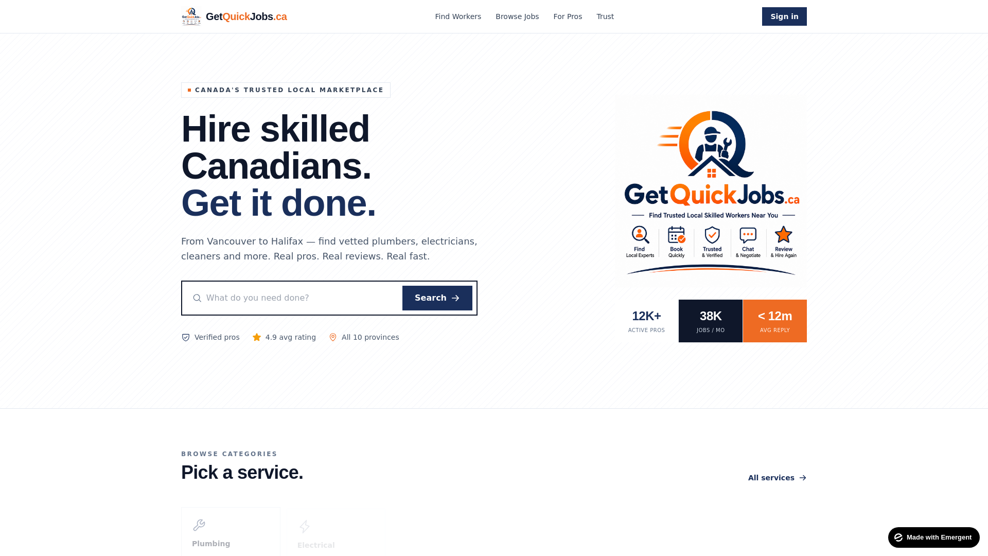 website screenshot of https://getquickjobs.ca/