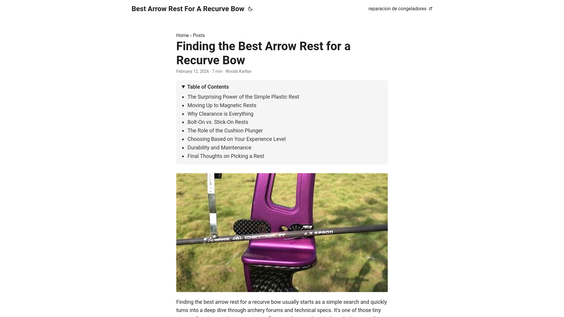 website screenshot of https://best-arrow-rest-for-a-recurve-bow.pages.dev/