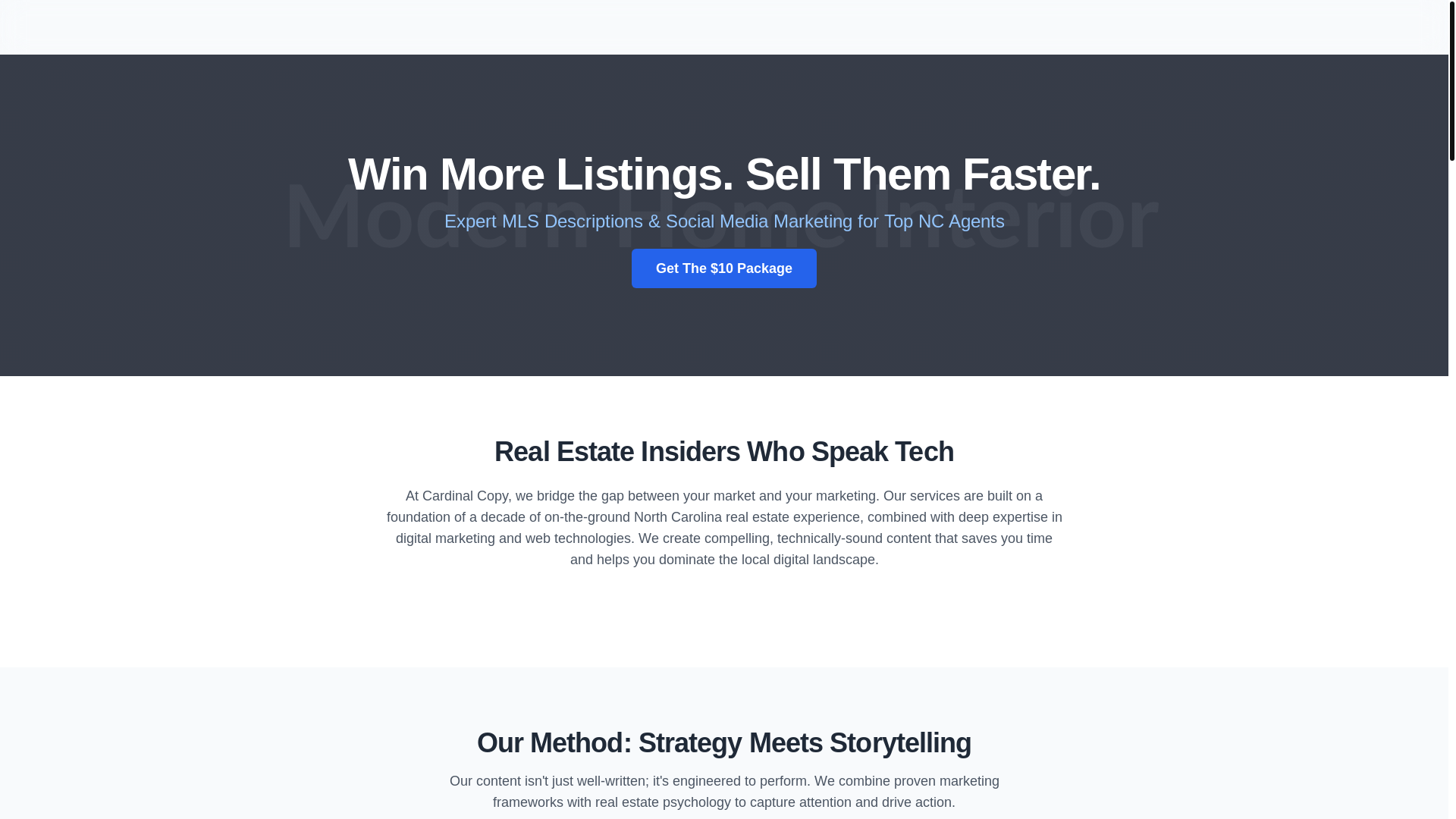 website screenshot of https://listingdescriptionservice.com/