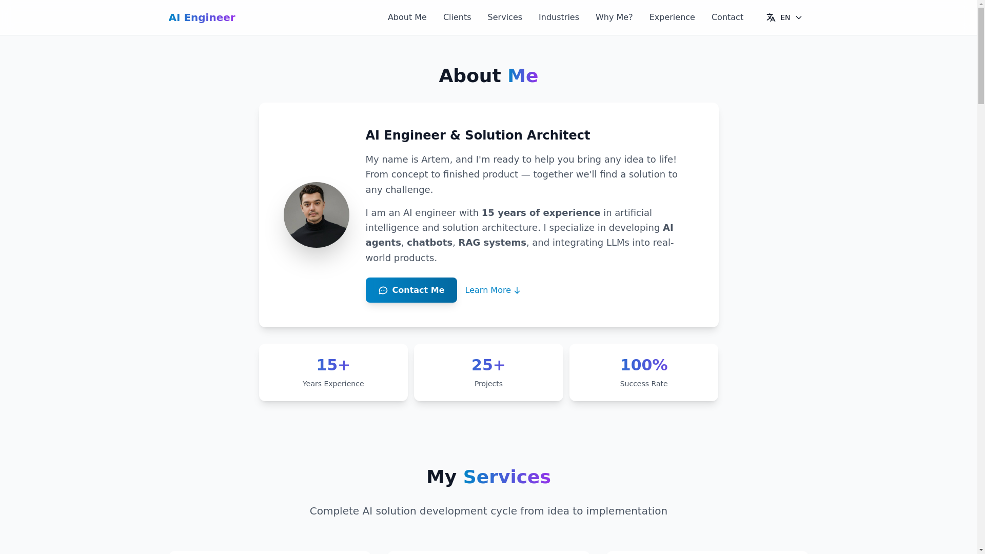 website screenshot of https://ai-engineer-artem.com/
