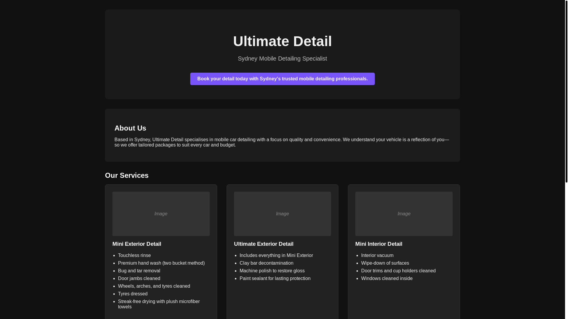 website screenshot of https://ultimatedetail-web.pages.dev/