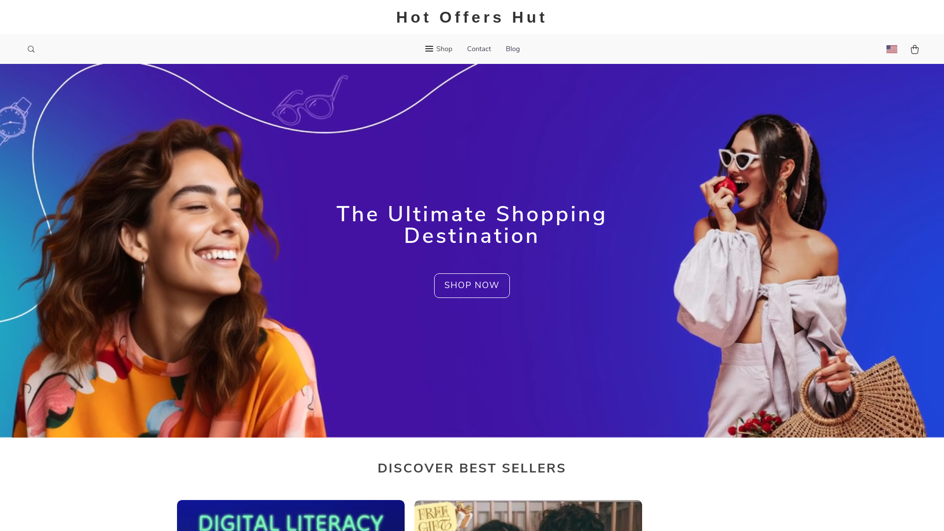 website screenshot of https://hotoffershut.shop/