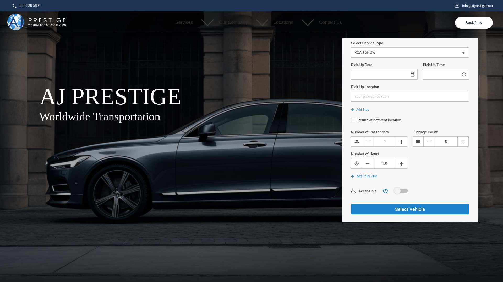 website screenshot of https://ajprestige.com/