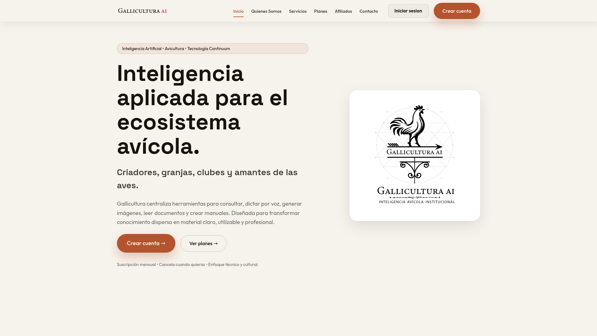 website screenshot of https://gallicultura.ai/