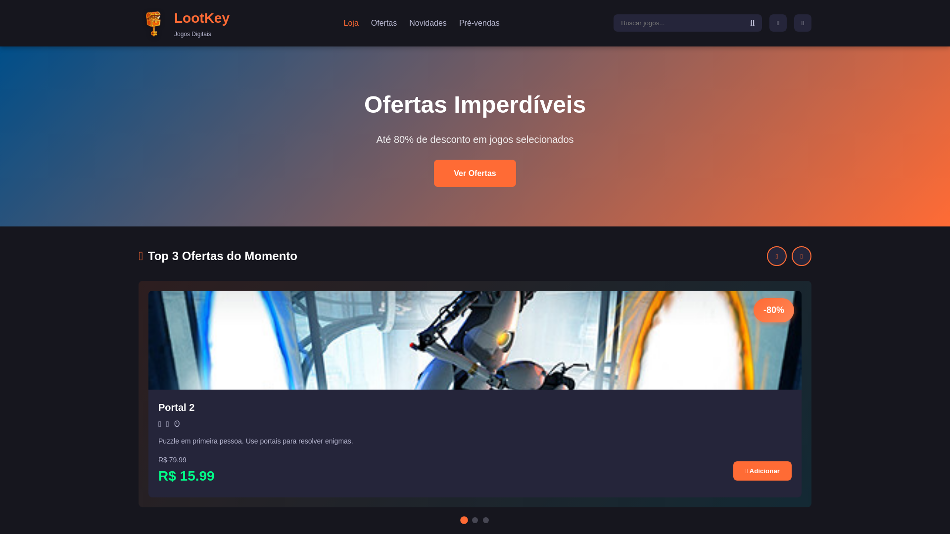 website screenshot of https://lootkey.com.br/