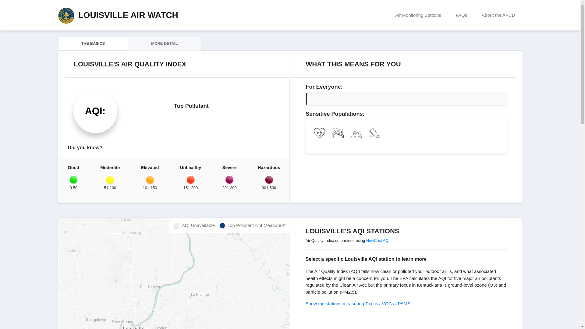 website screenshot of https://airqualitymap.louisvilleky.gov/
