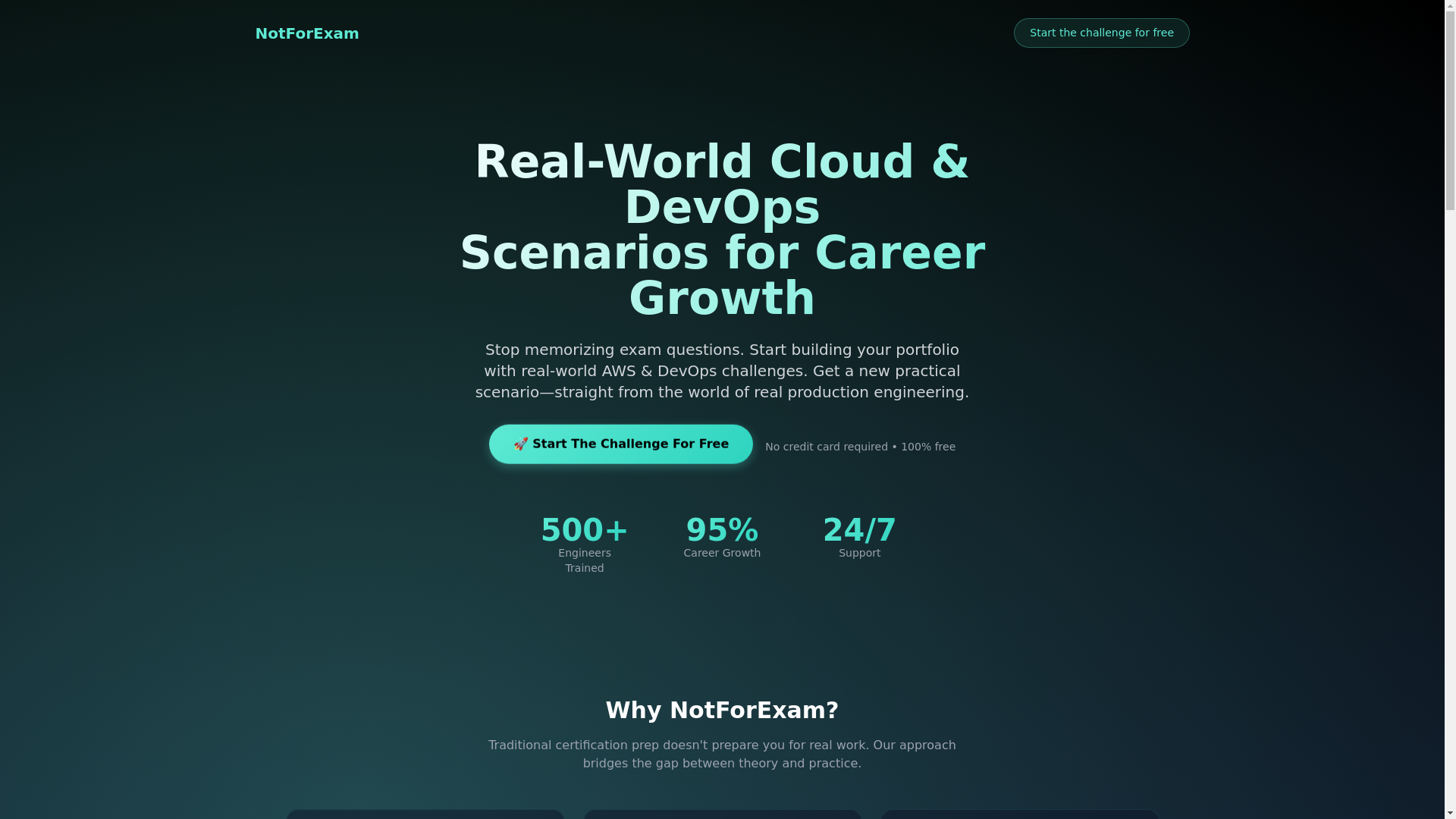 website screenshot of https://notforexam.com/