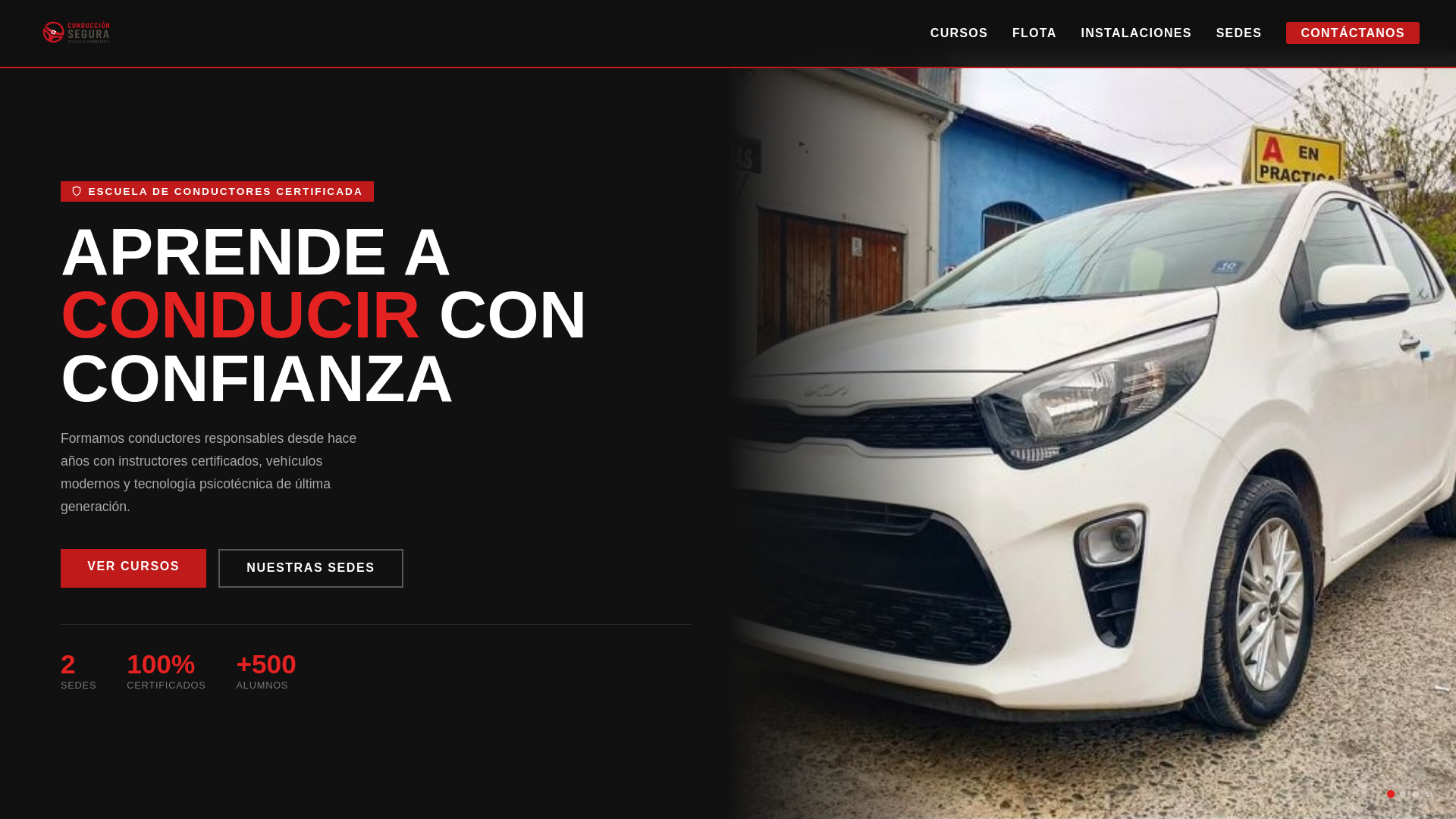 website screenshot of https://conduccionsegura.cl/