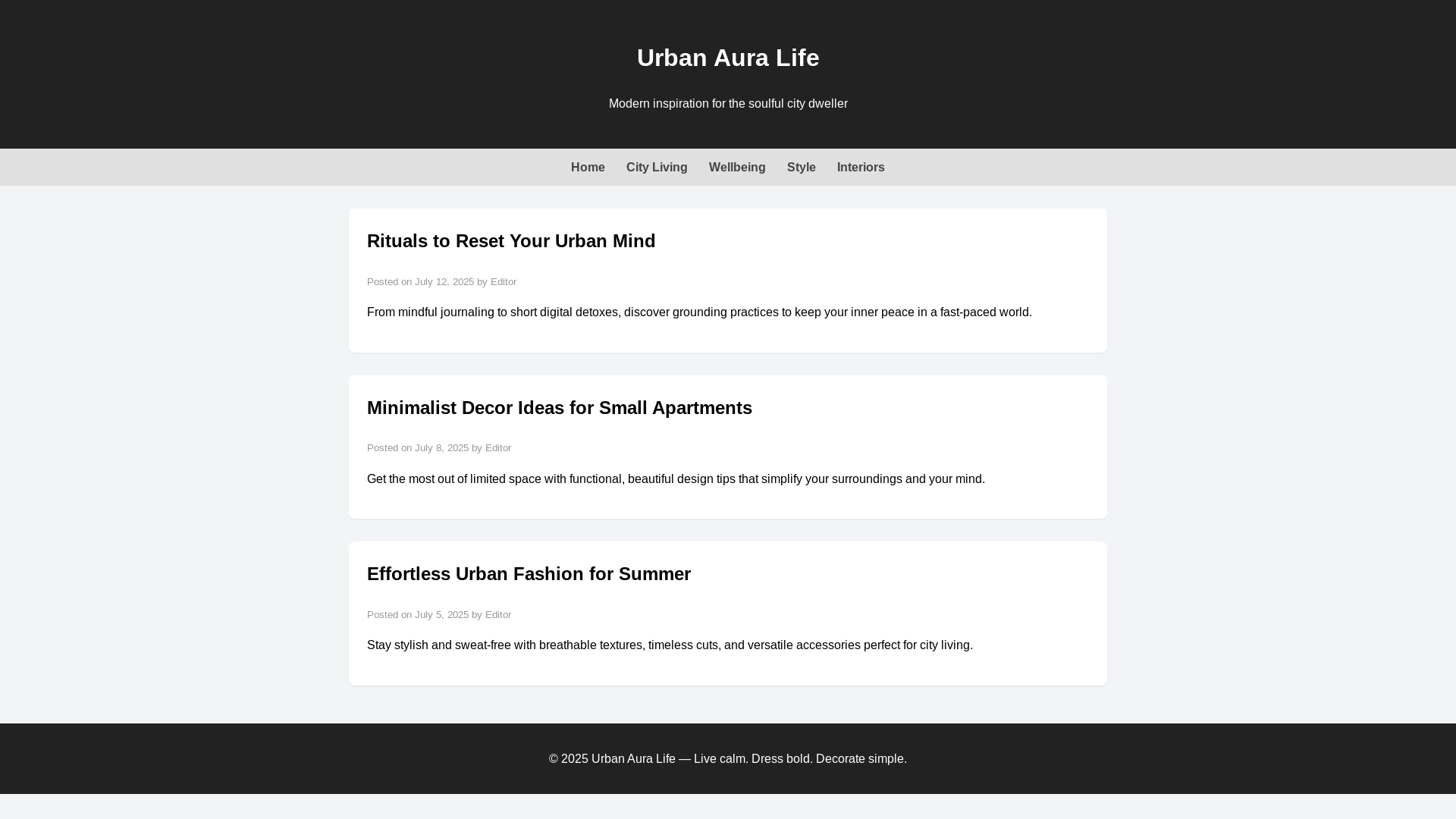 website screenshot of https://urbanauralife.com/