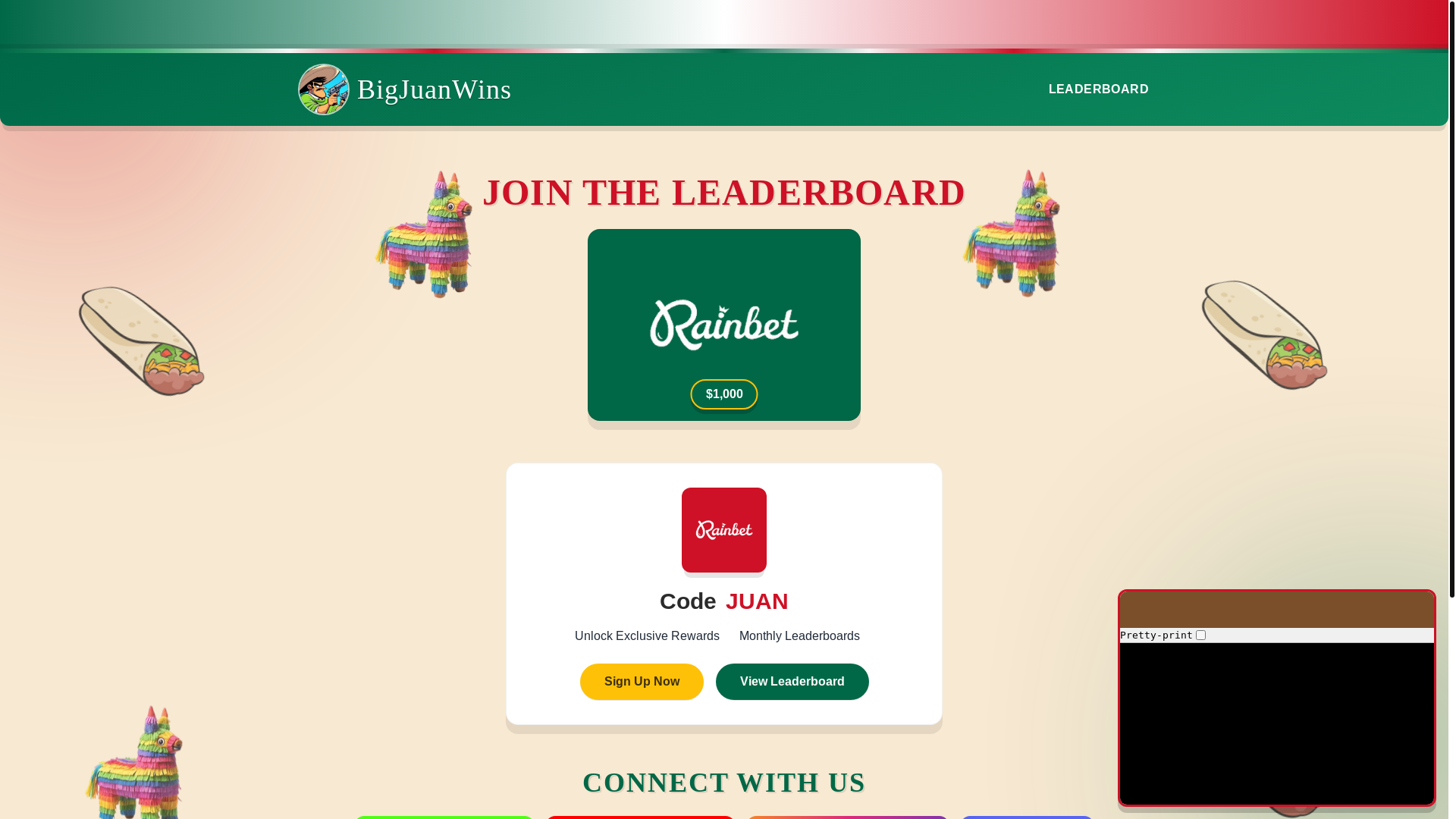 website screenshot of https://bigjuanwins.com/