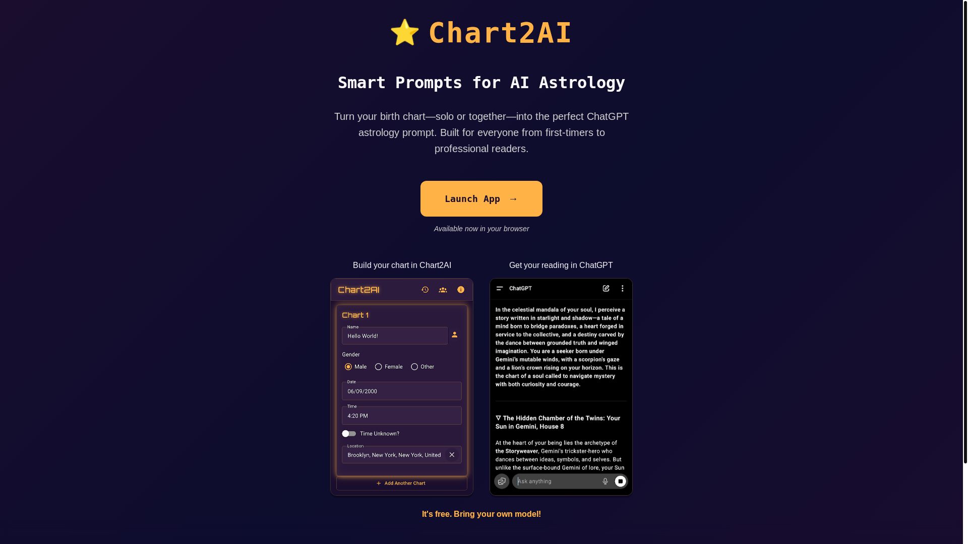 website screenshot of https://chart2.ai/
