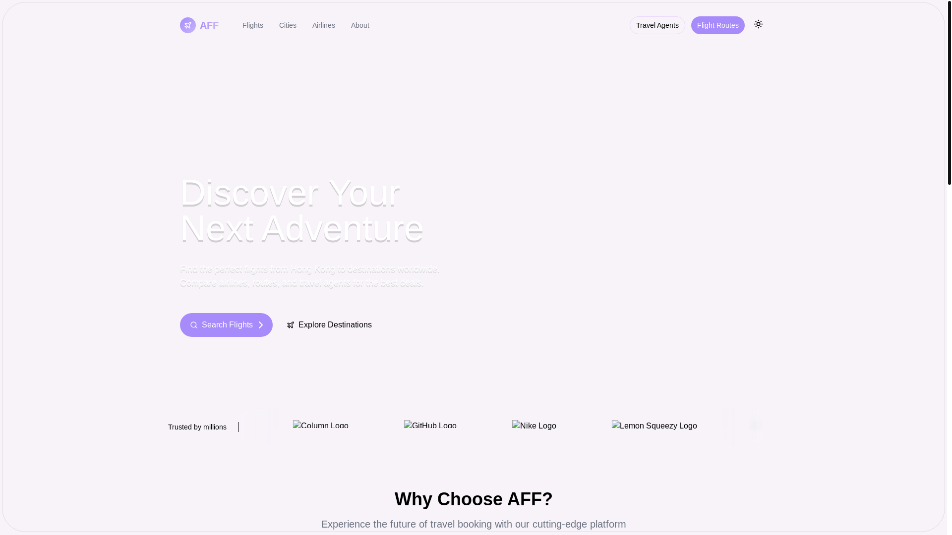 website screenshot of https://airfares.pages.dev/