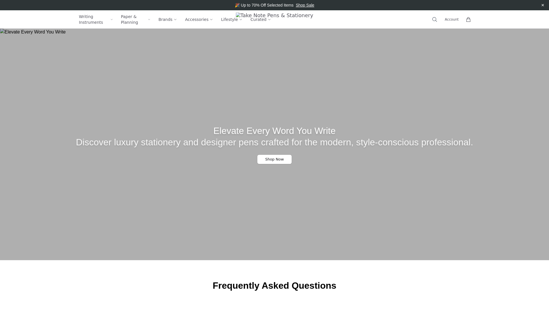 website screenshot of https://takenoteonline.shop/
