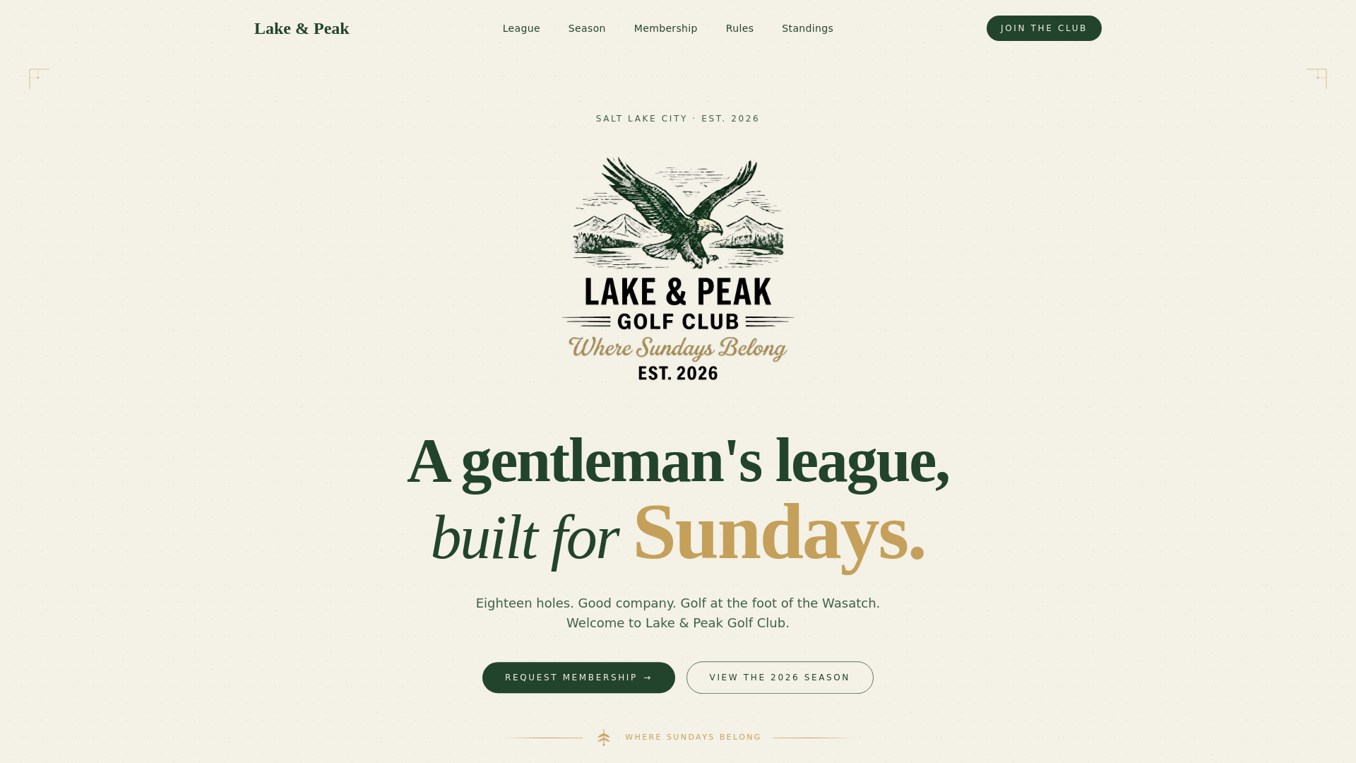 website screenshot of https://lakeandpeakgolfclub.com/