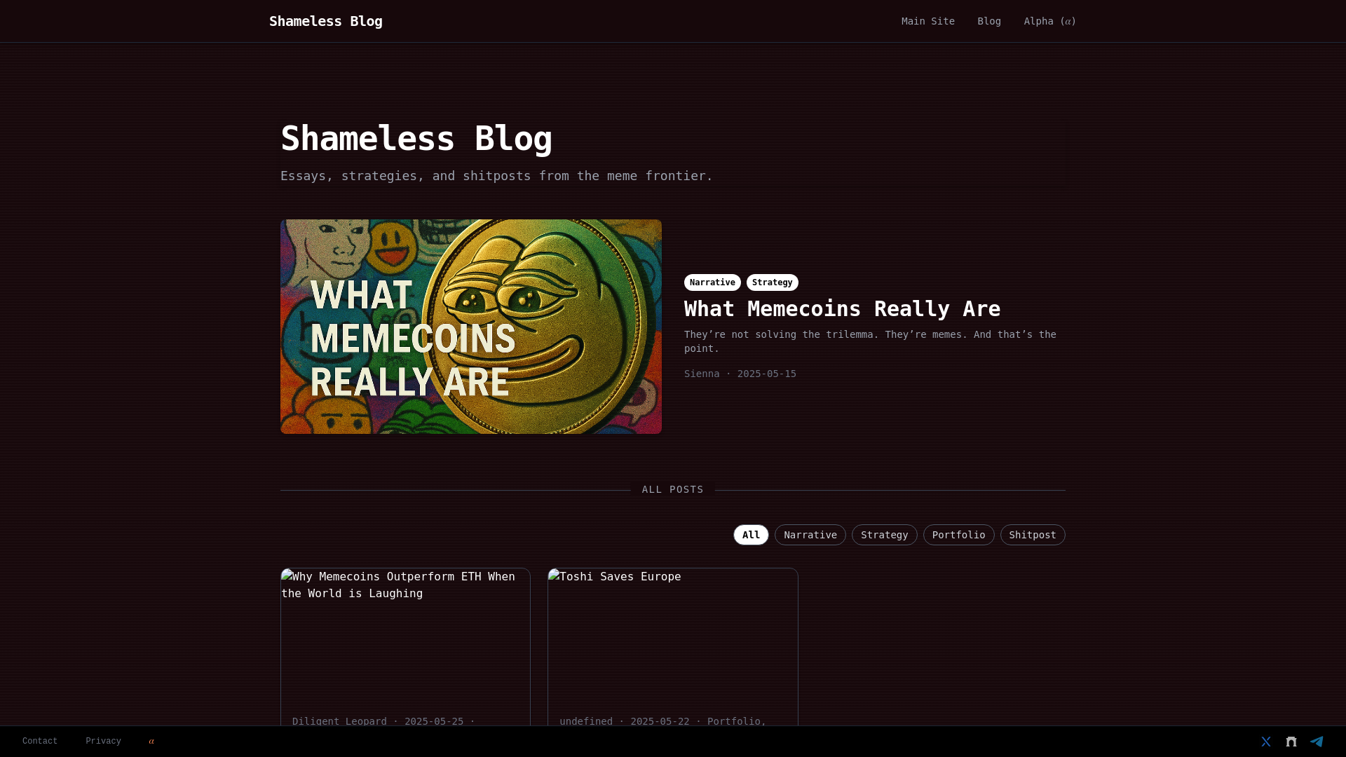 website screenshot of https://shameless-blog.pages.dev/