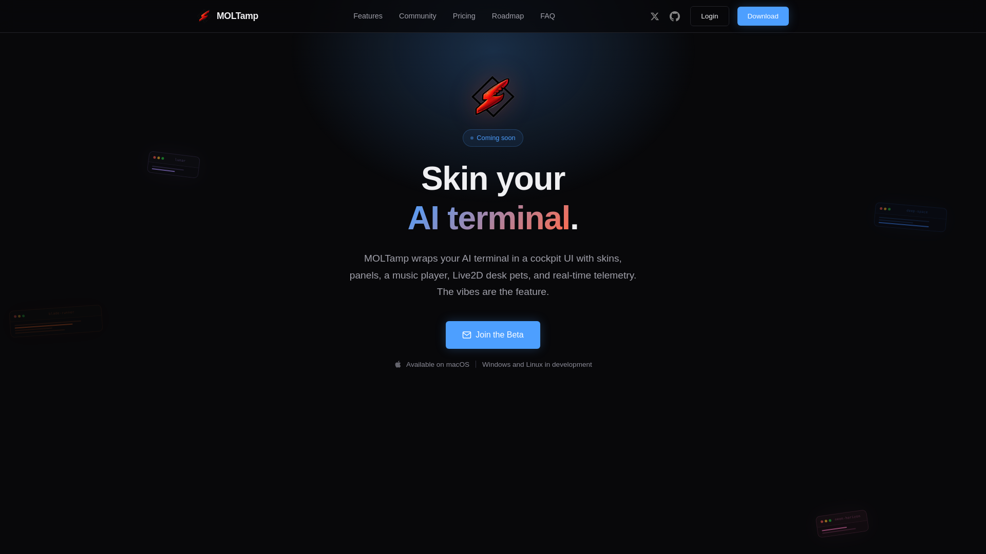 website screenshot of https://moltamp.com/