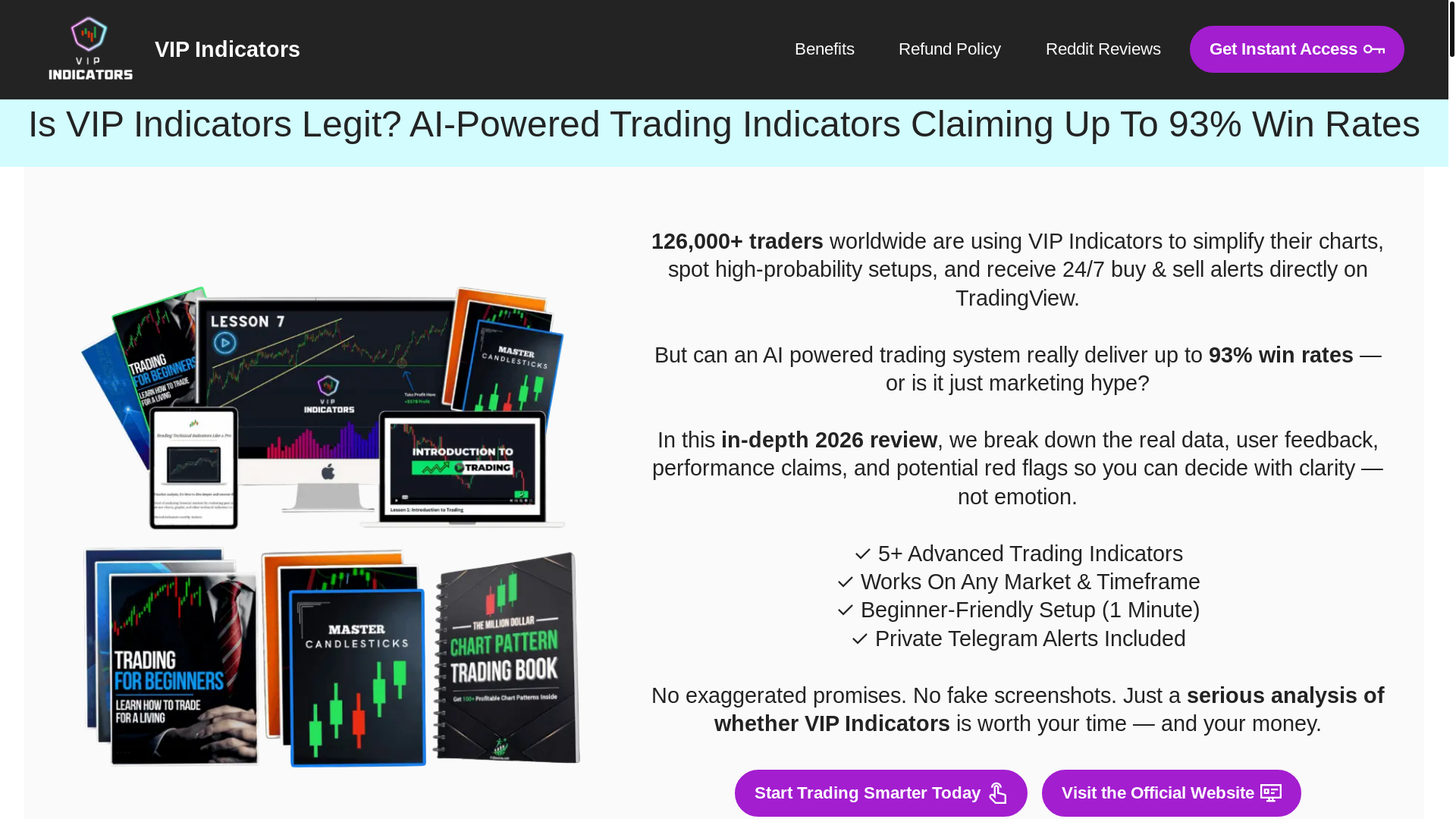 website screenshot of https://vvipindicators.com/