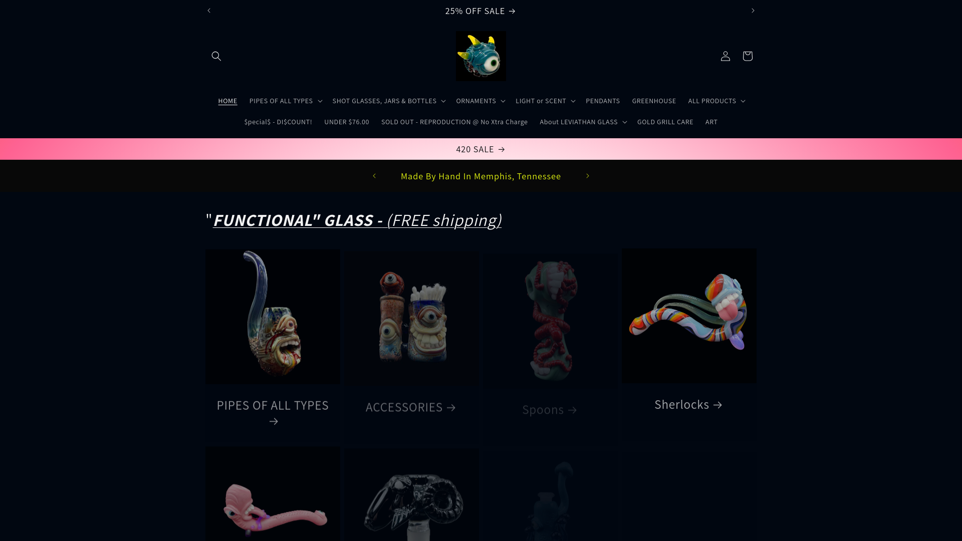 website screenshot of https://laviathanglassofficial.com/