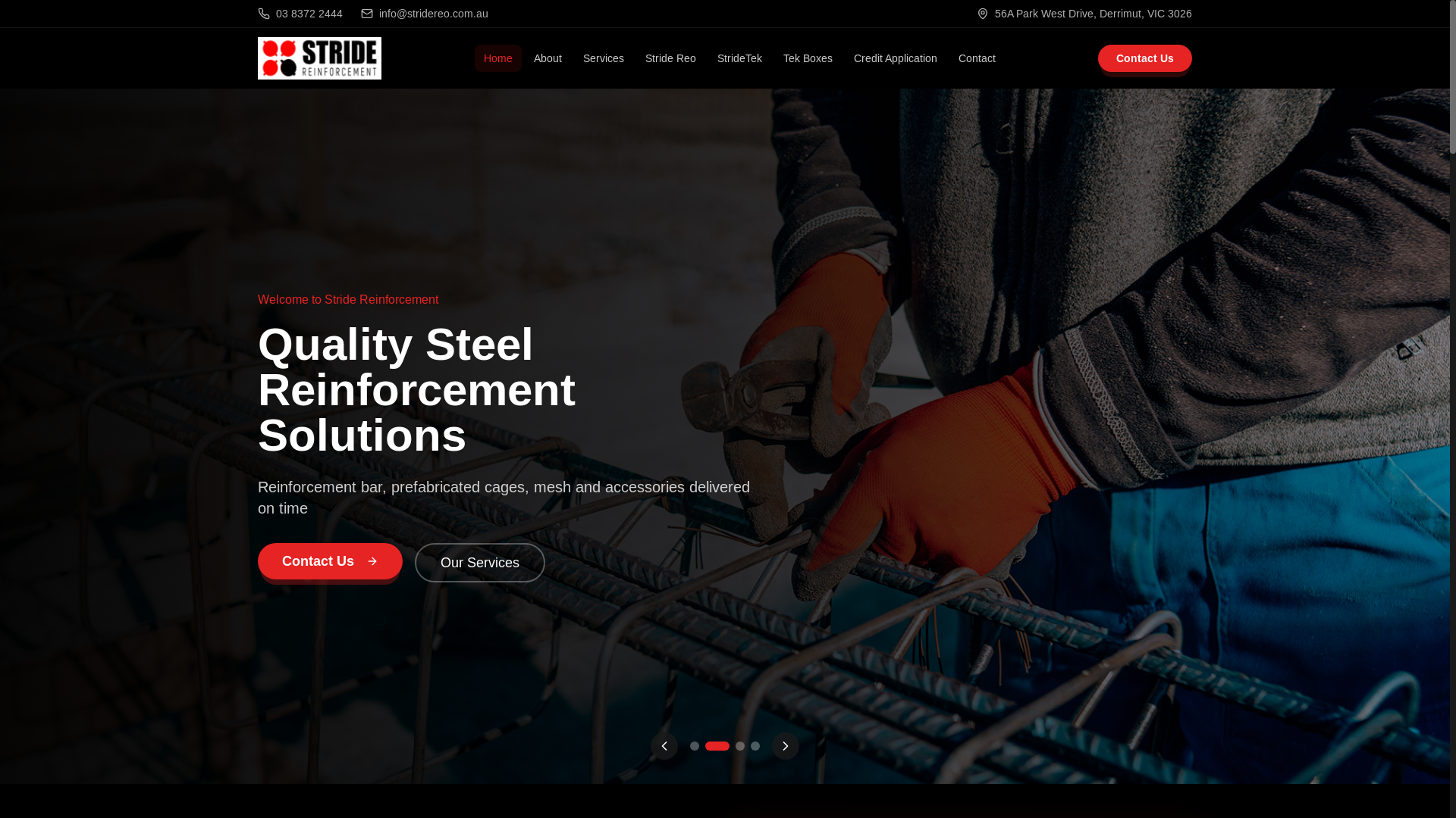 website screenshot of https://stridereinforcement.com.au/