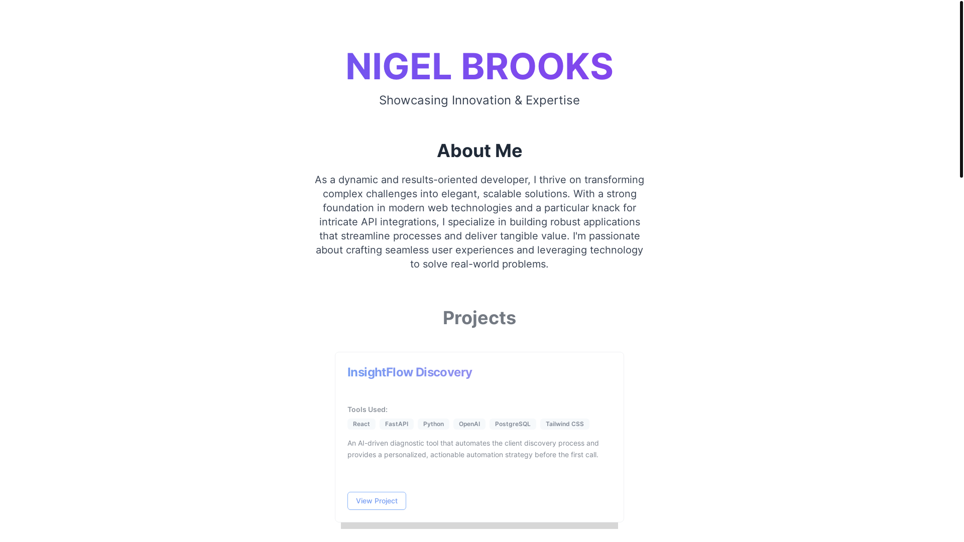 website screenshot of https://nigelgbrooks.io/
